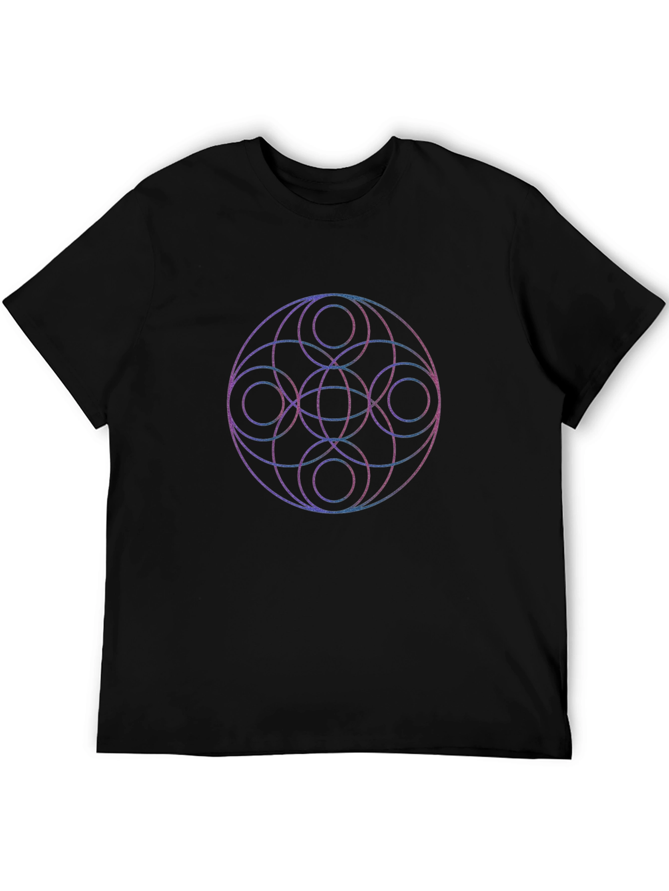 Geometric Circle Print Black T-Shirt