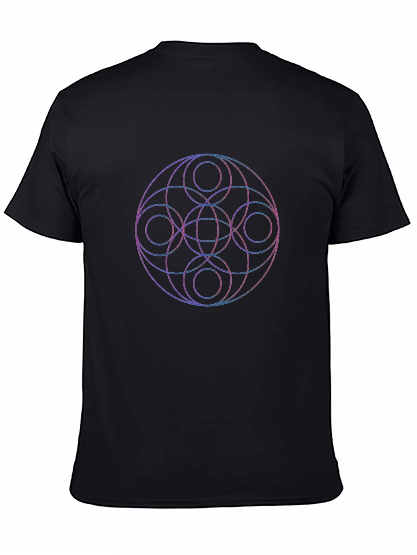 Geometric Circle Print Black T-Shirt