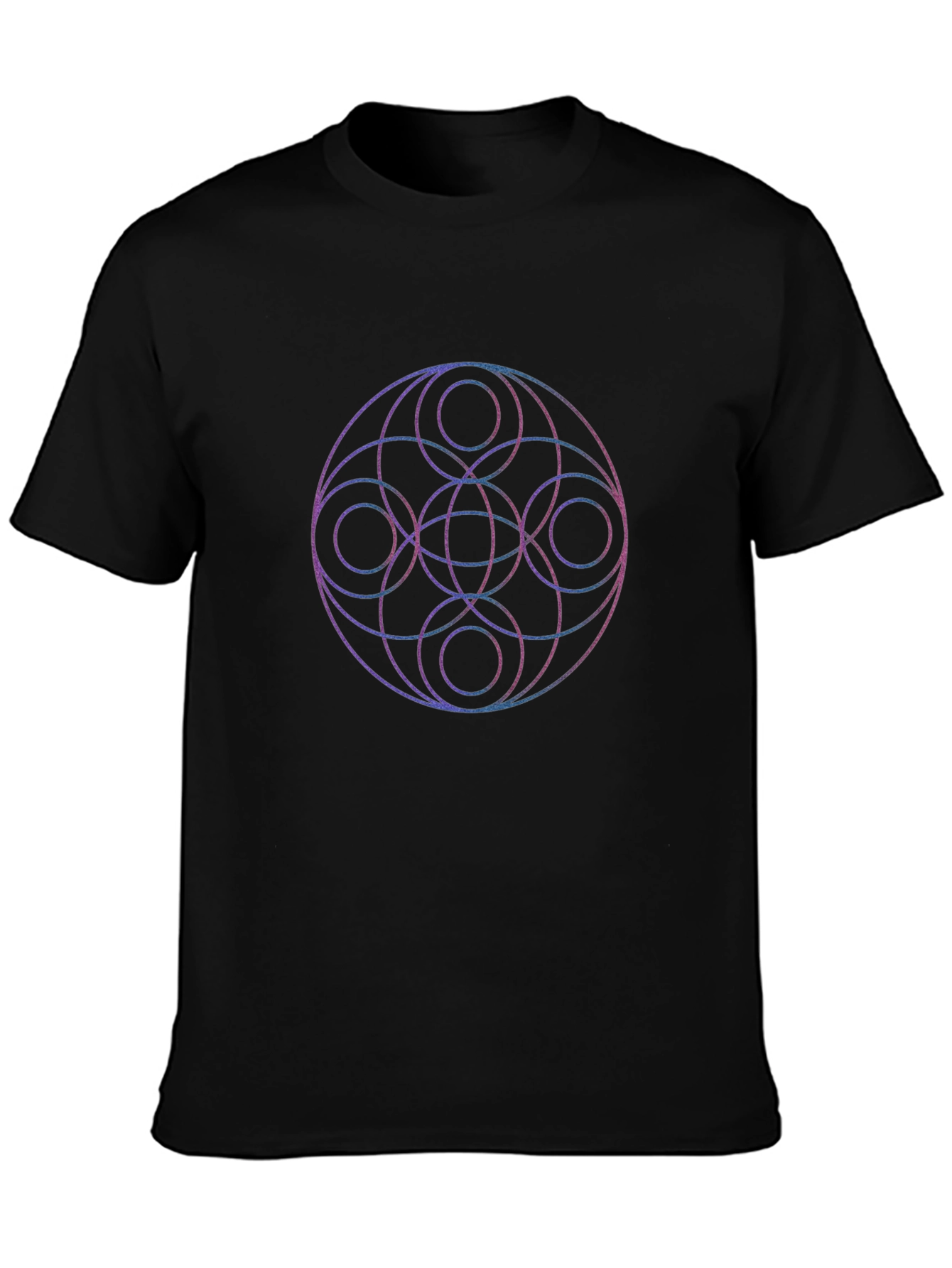Geometric Circle Print Black T-Shirt