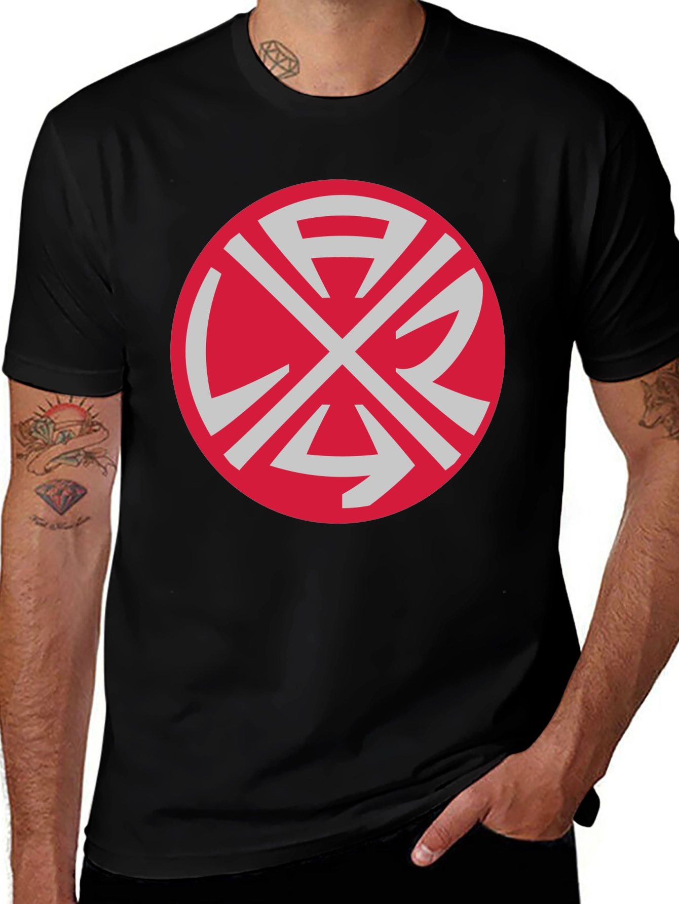 Graphic Tee: Red Circle with Unique Symbol
