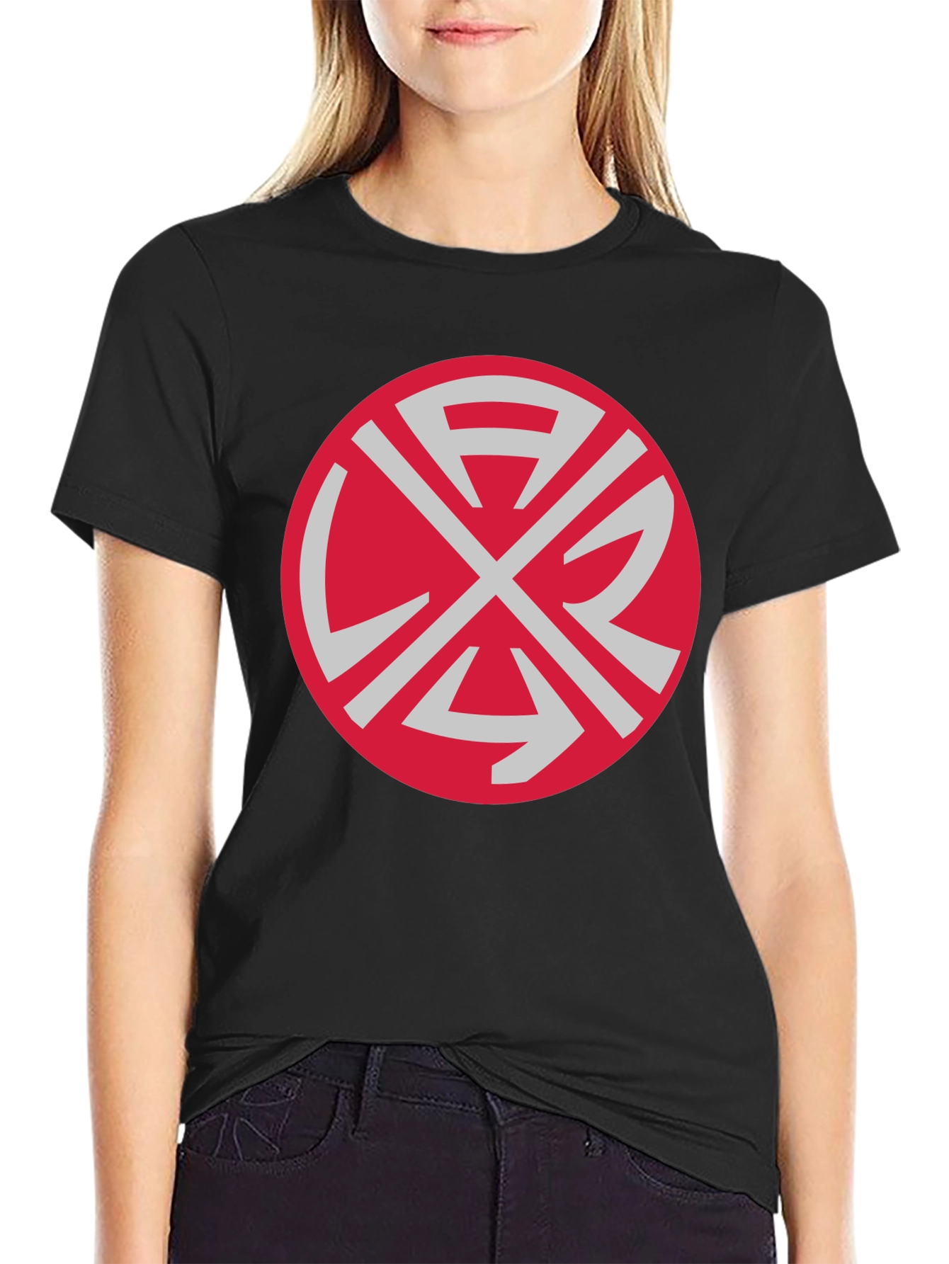 Graphic Tee: Red Circle with Unique Symbol
