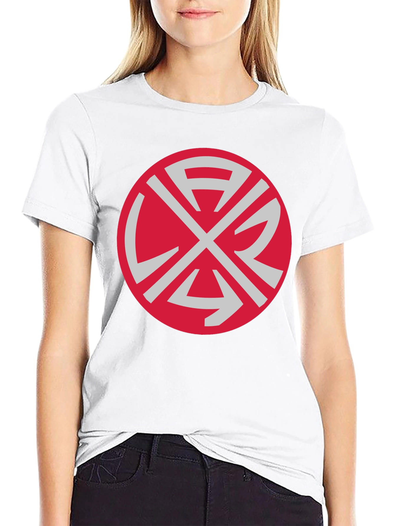 Graphic Tee: Red Circle with Unique Symbol