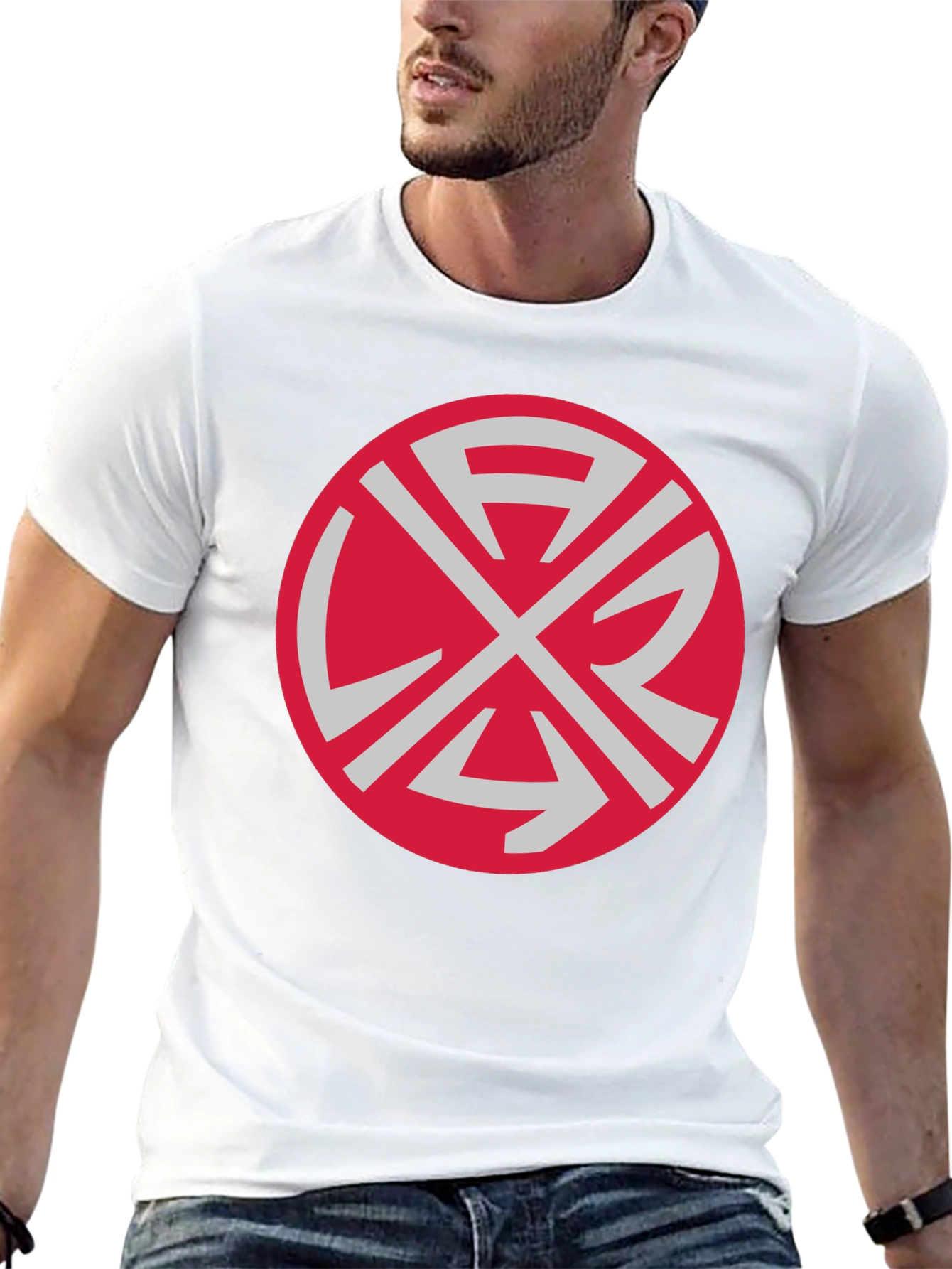 Graphic Tee: Red Circle with Unique Symbol