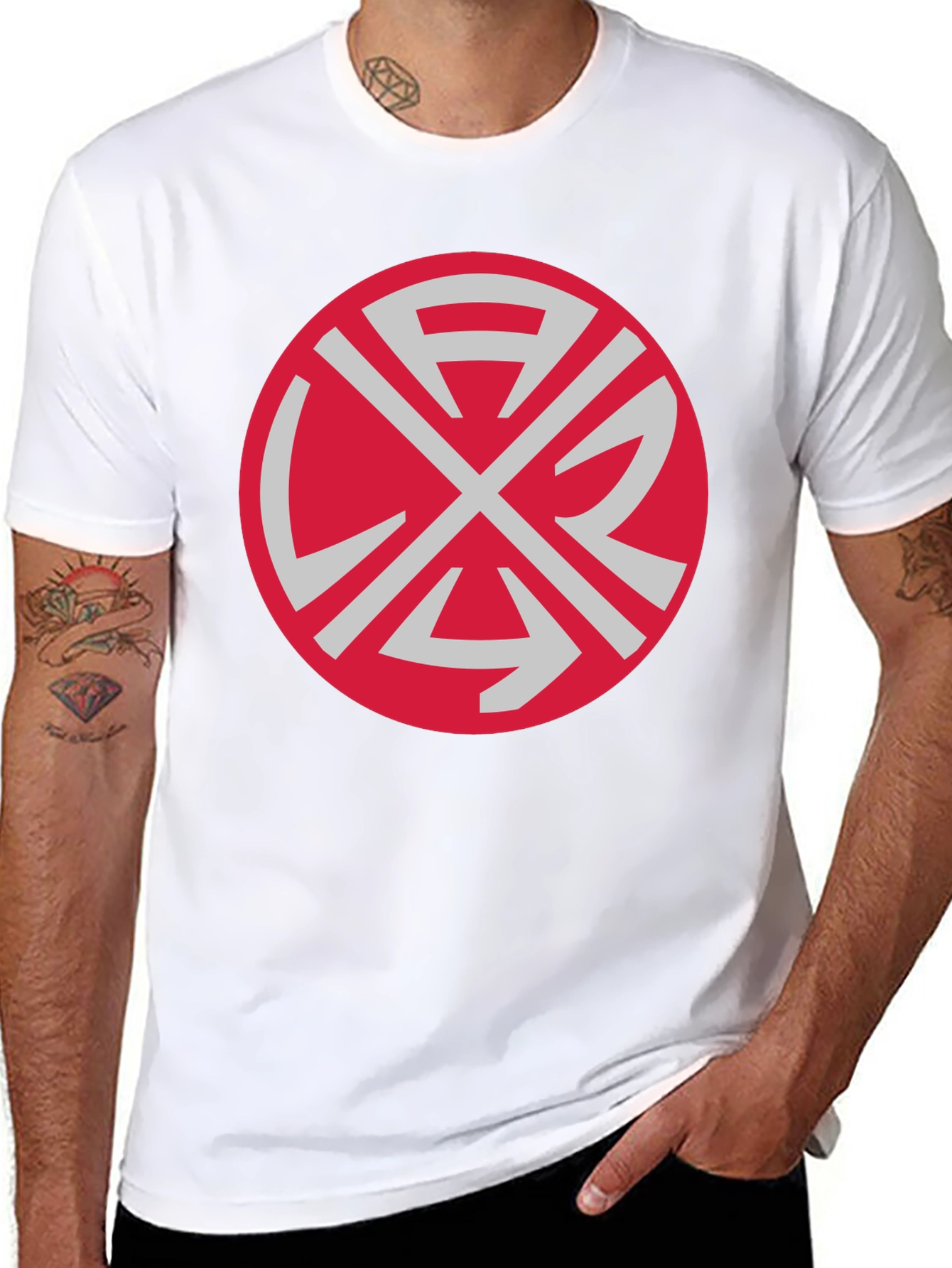Graphic Tee: Red Circle with Unique Symbol