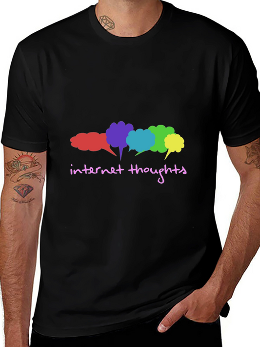 Internet Thoughts Graphic Tee - Trendy Black T-Shirt