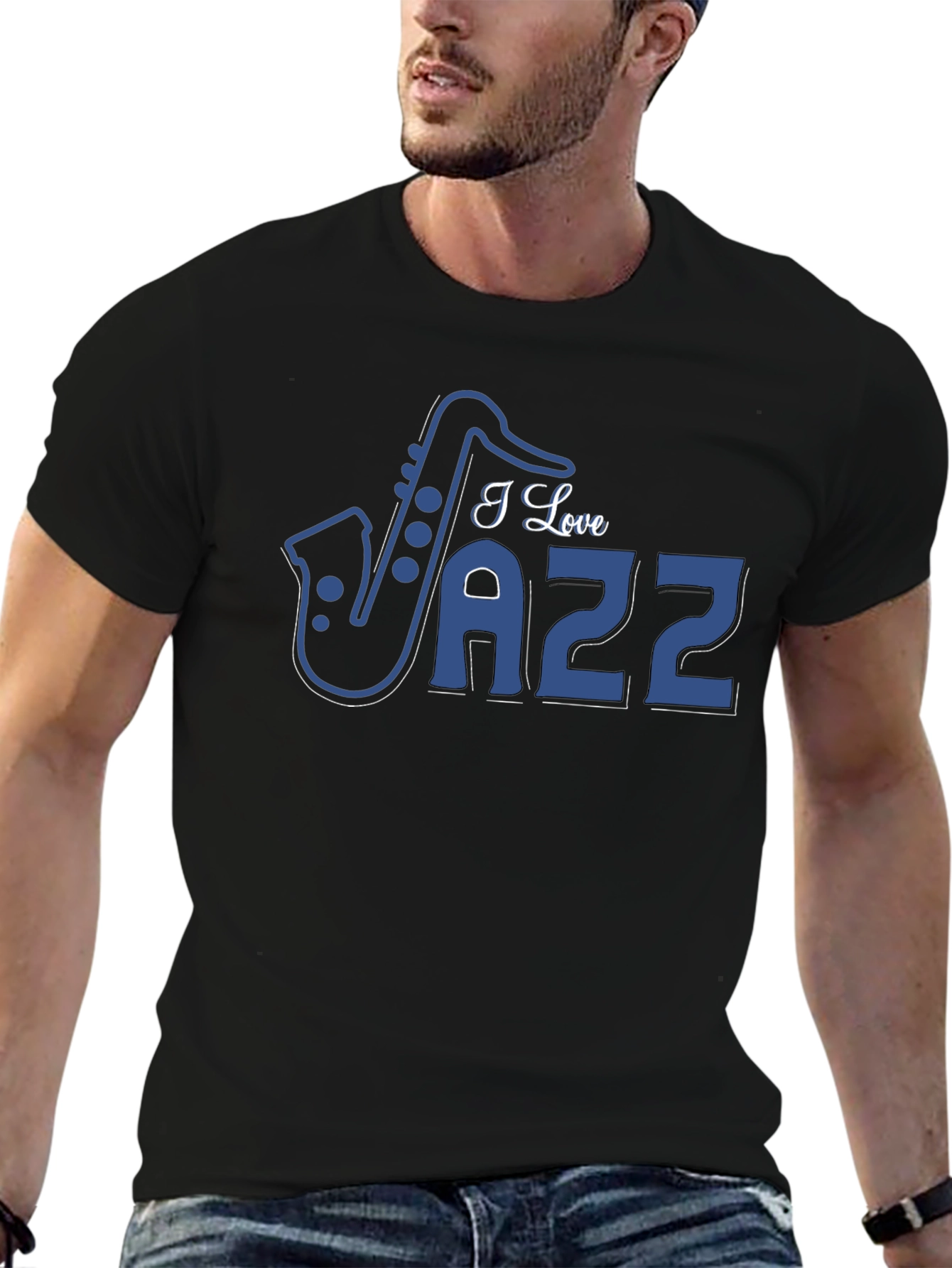 I Love Jazz Saxophone Graphic T-Shirt