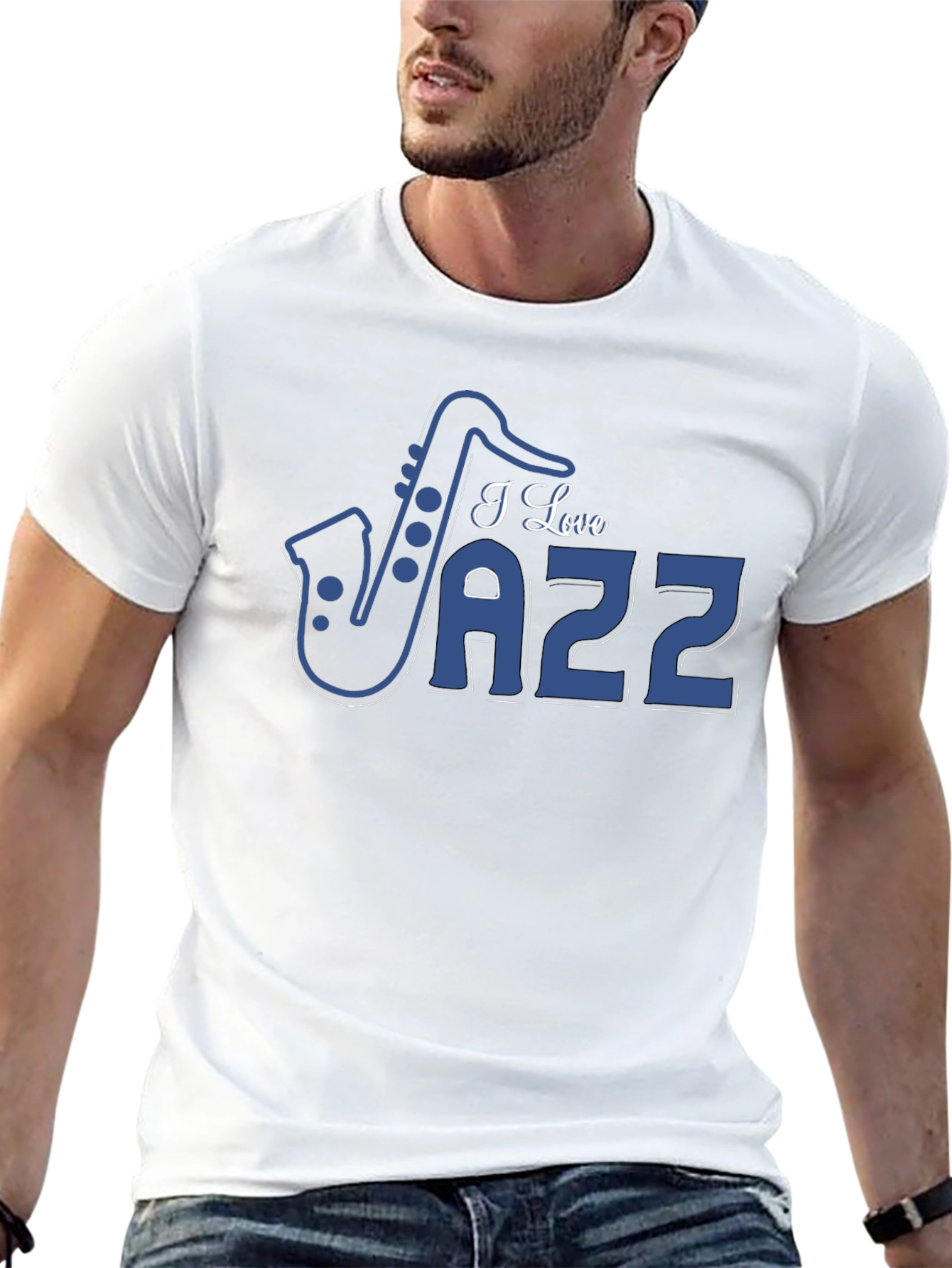 I Love Jazz Saxophone Graphic T-Shirt