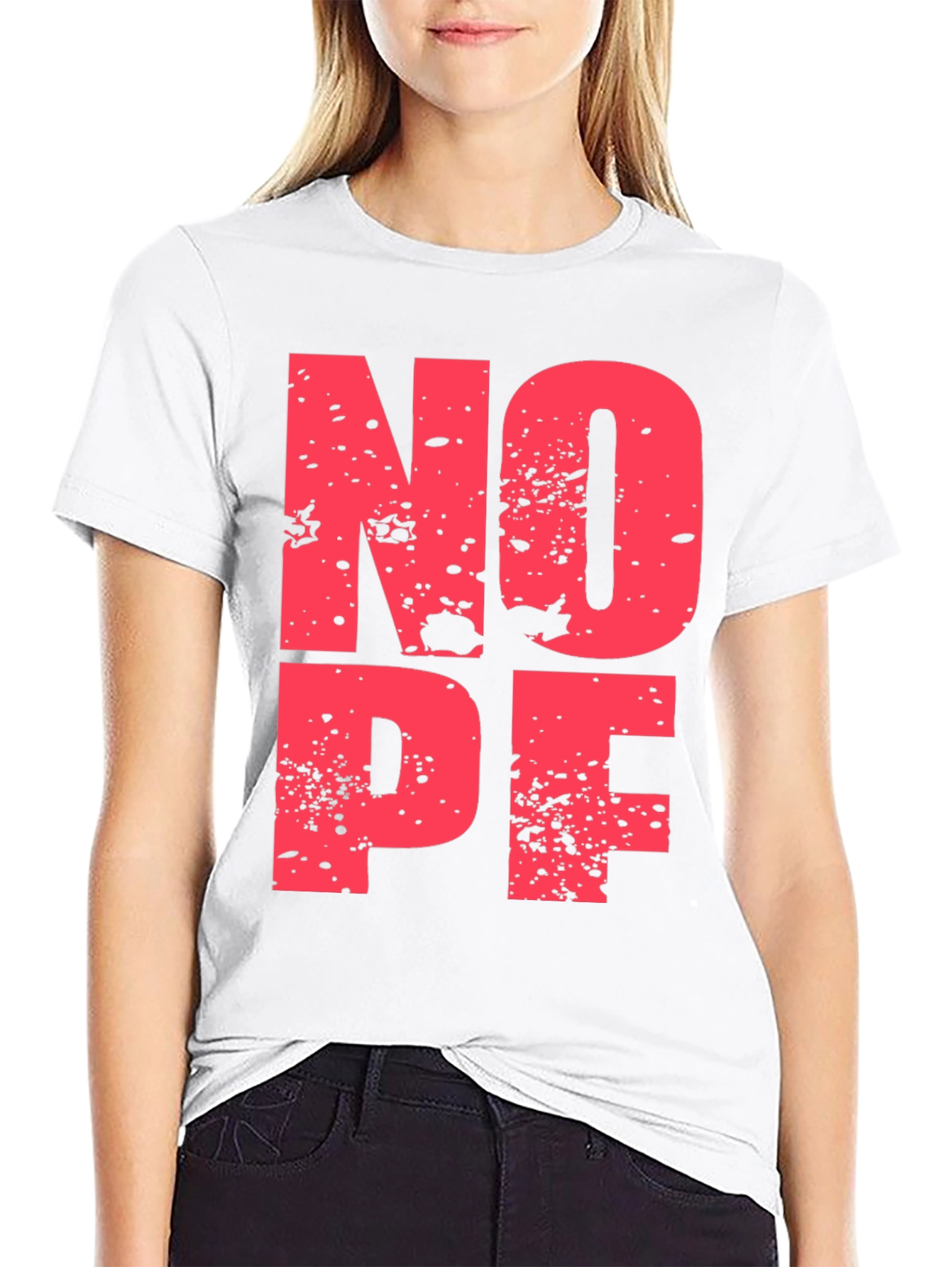 Nope Graphic Print Black Crew Neck T-Shirt