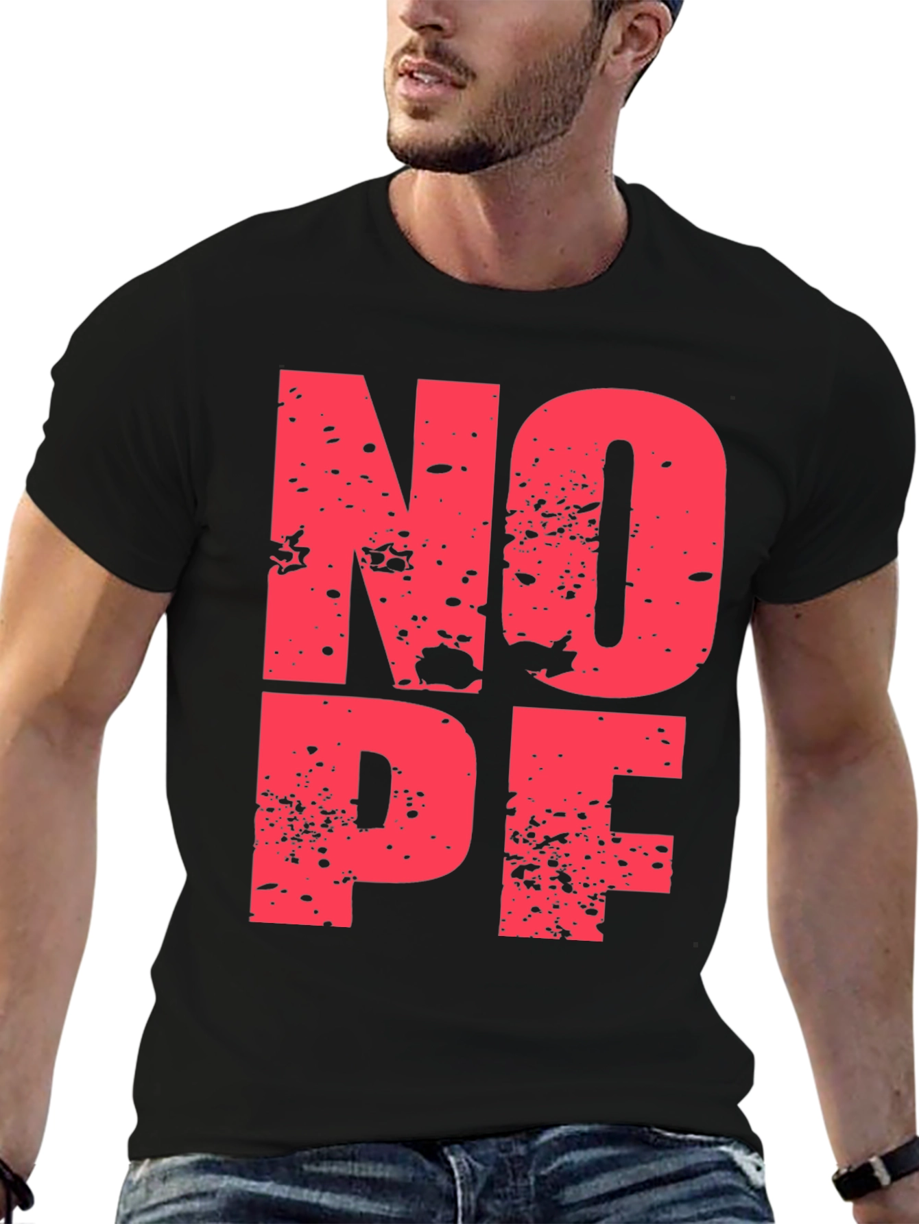 Nope Graphic Print Black Crew Neck T-Shirt