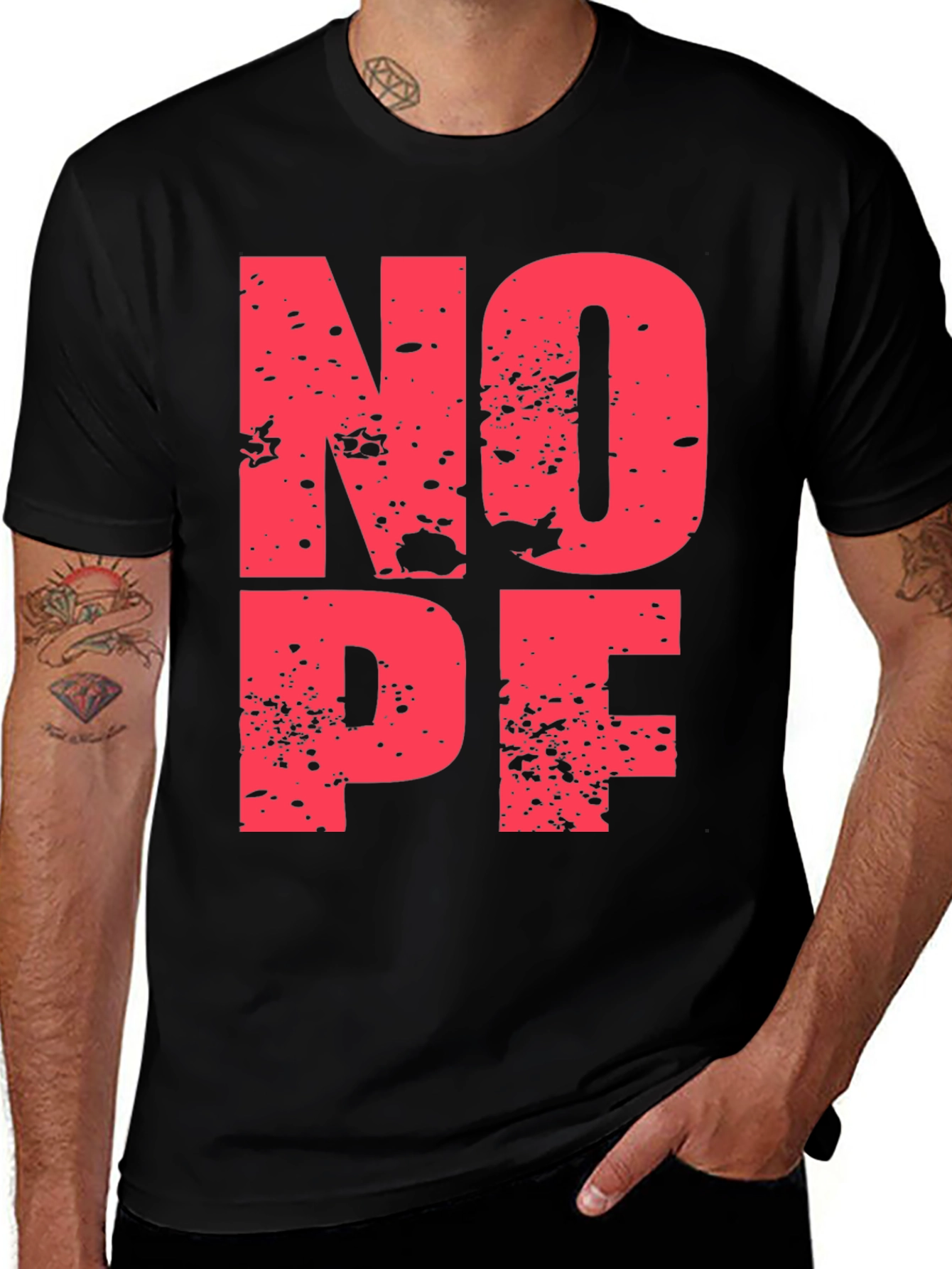 Nope Graphic Print Black Crew Neck T-Shirt