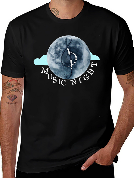 Music Night Graphic Tee - Black Cotton T-Shirt