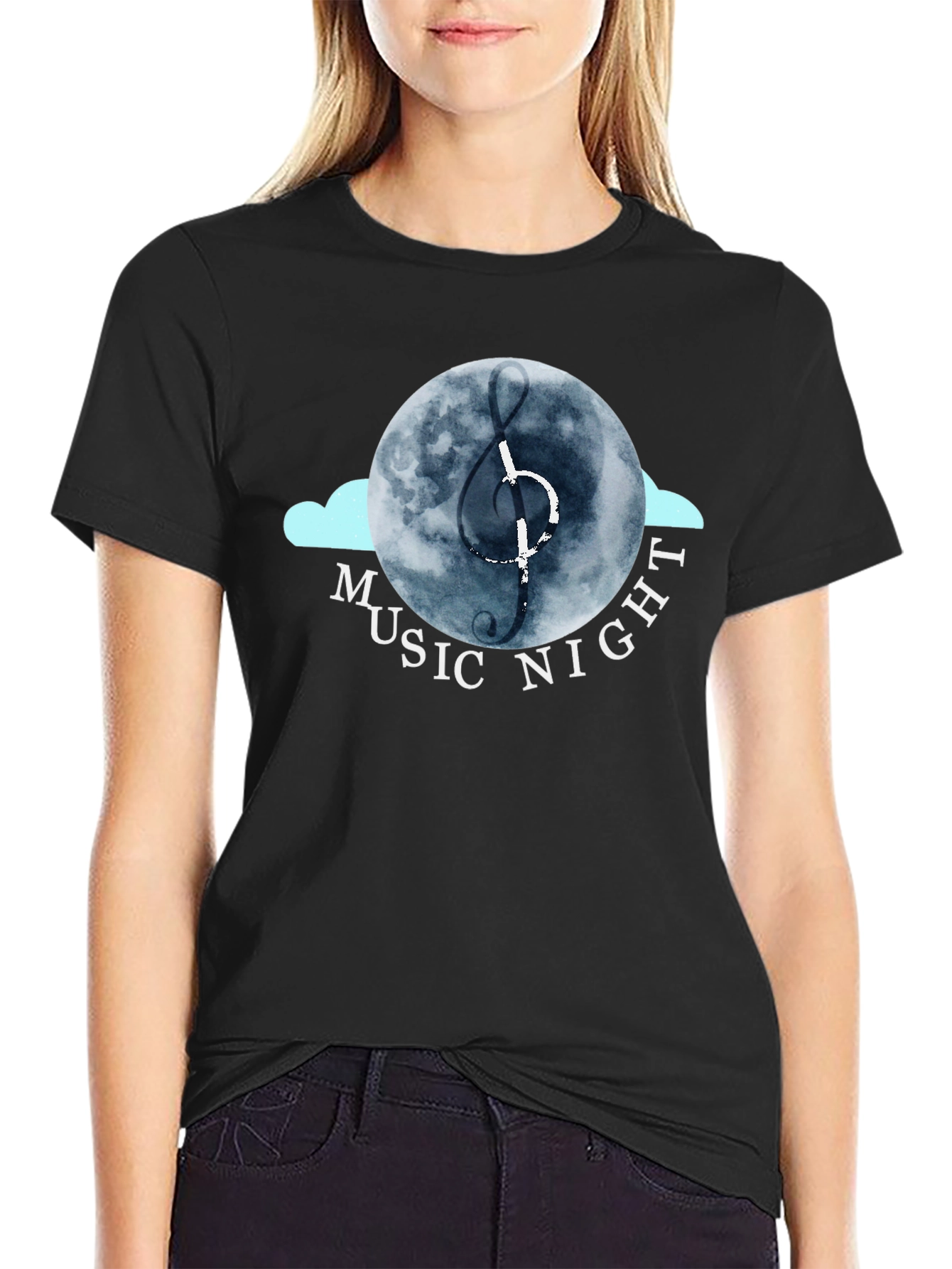 Music Night Graphic Tee - Black Cotton T-Shirt