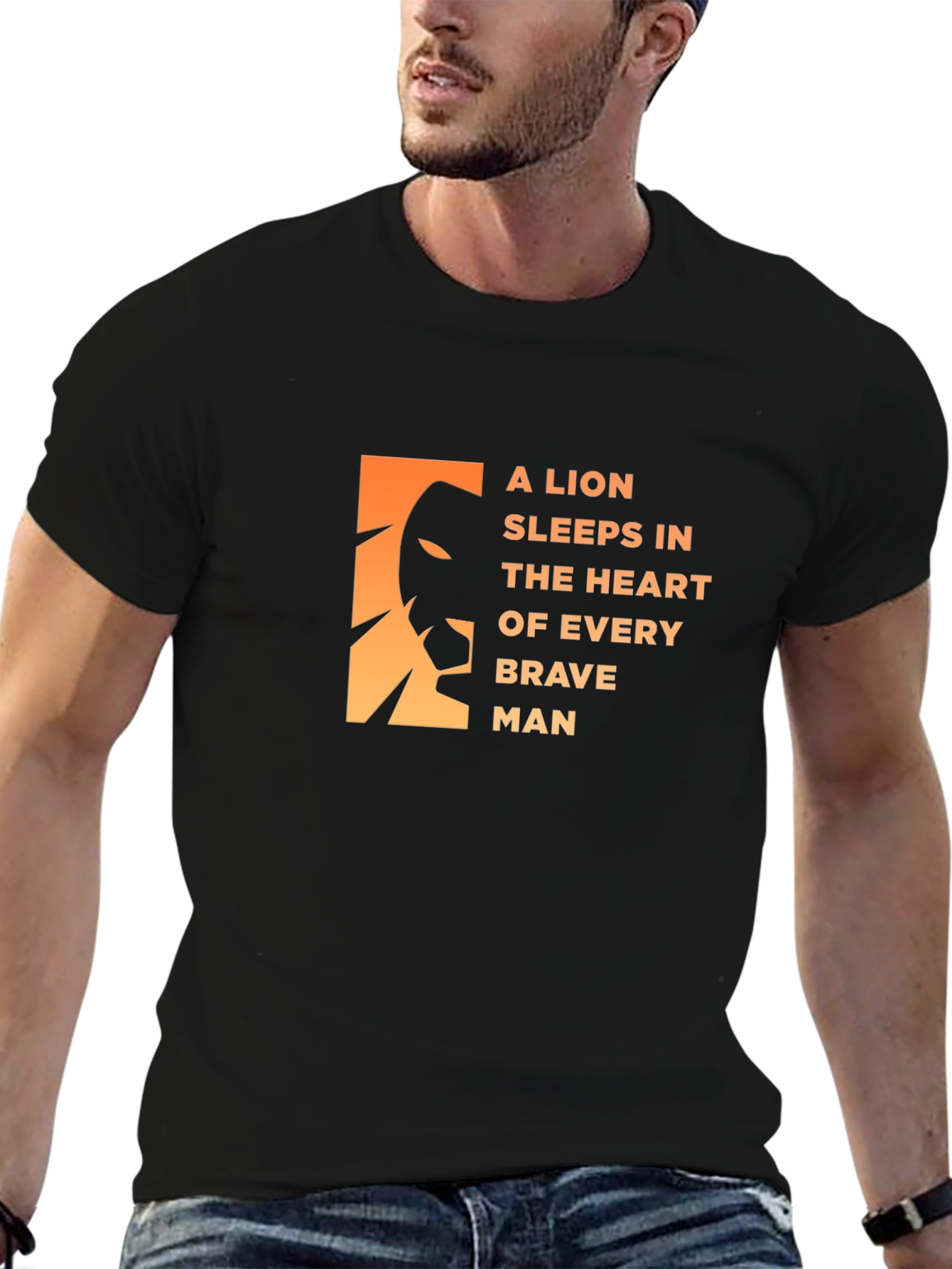 Lion Heart Mens Black Graphic Tee