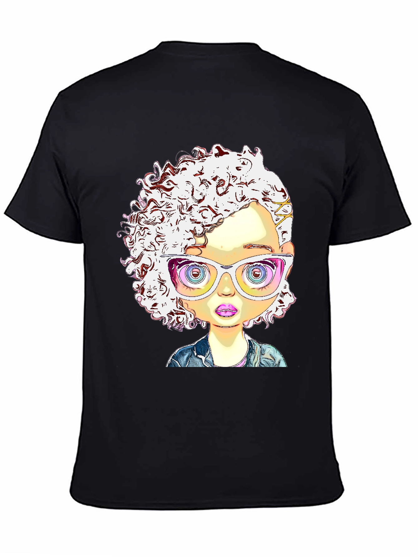 Funky Cartoon Girl Tee - Black