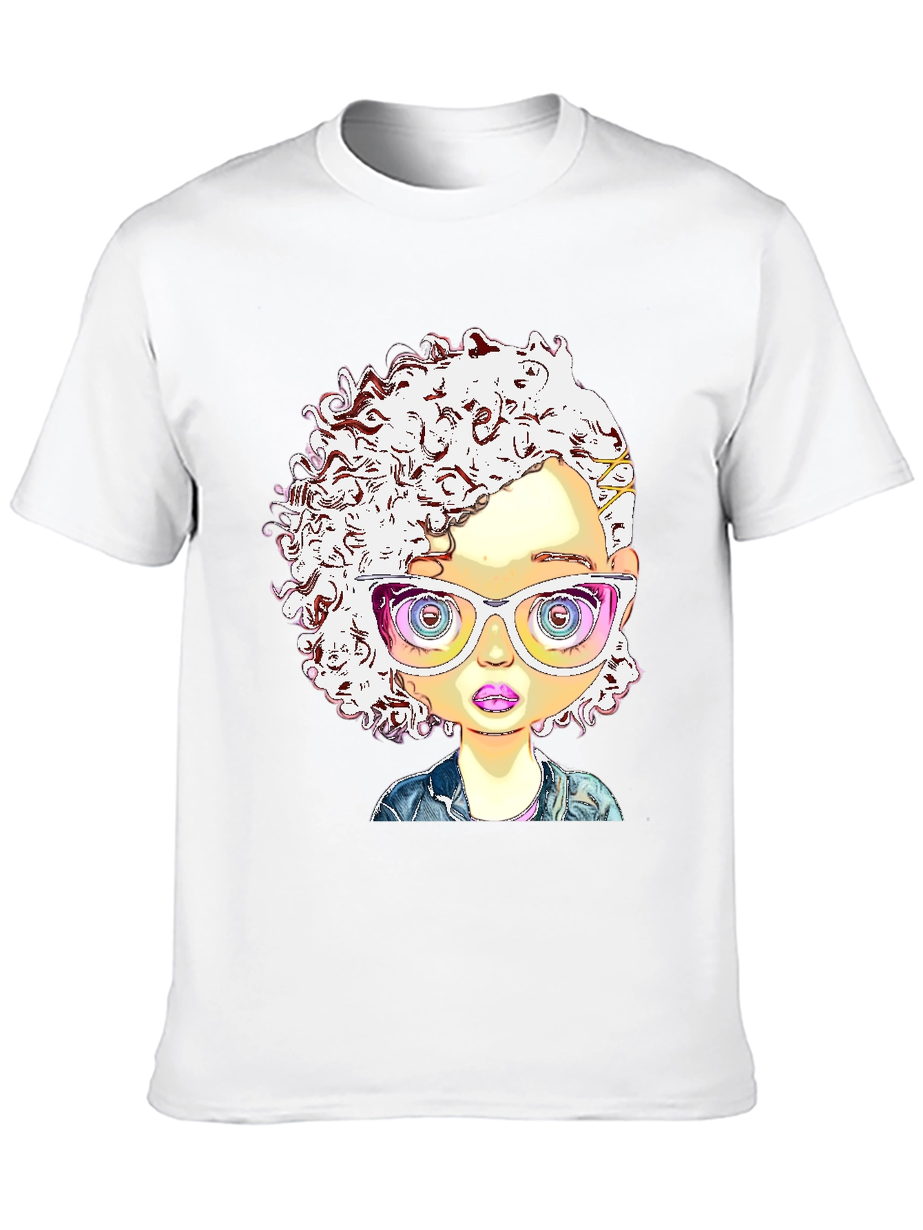 Funky Cartoon Girl Tee - Black