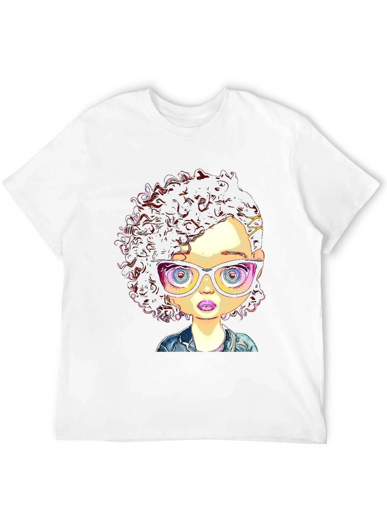 Funky Cartoon Girl Tee - Black