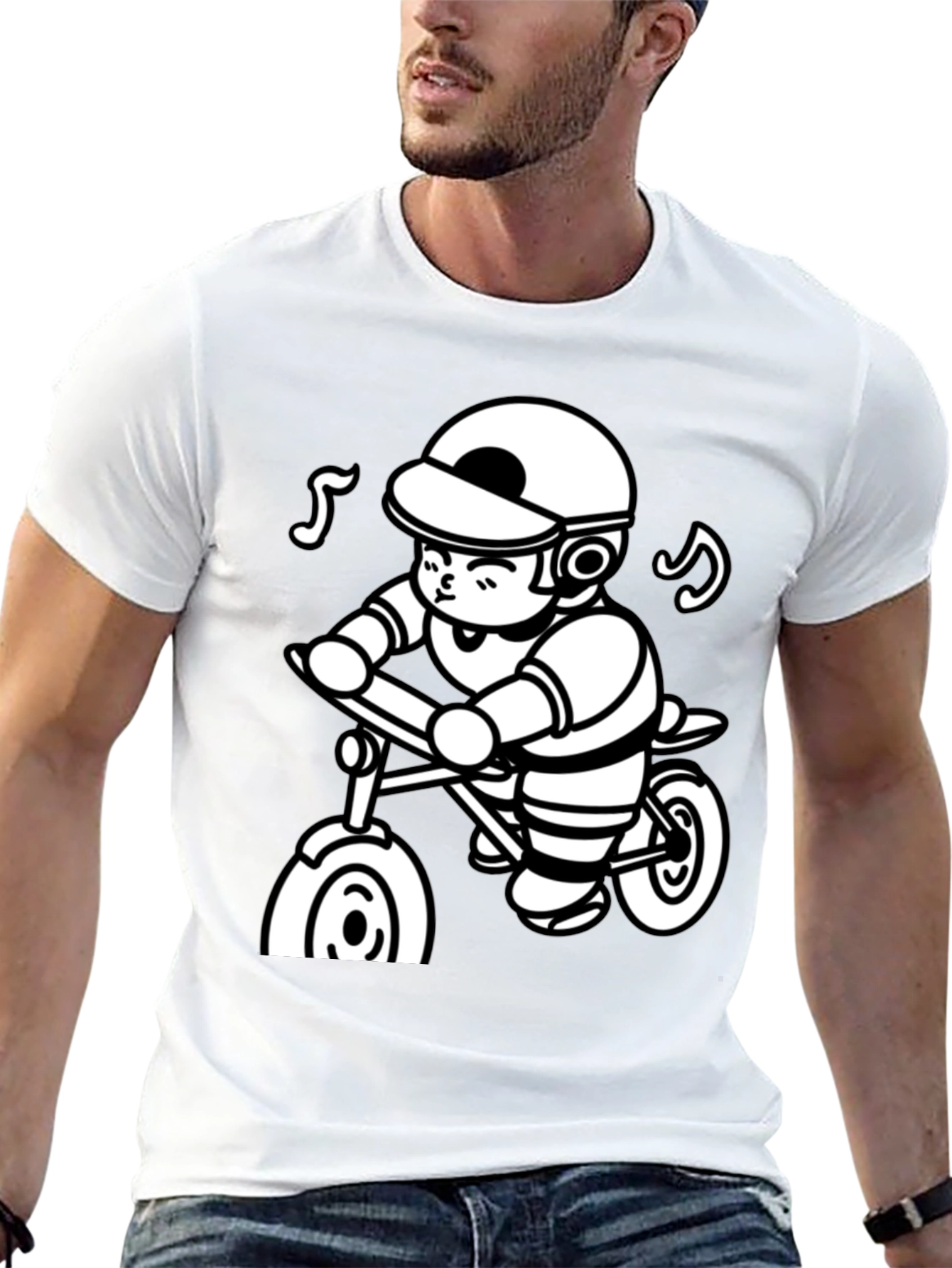 Cartoon Cyclist Black T-Shirt