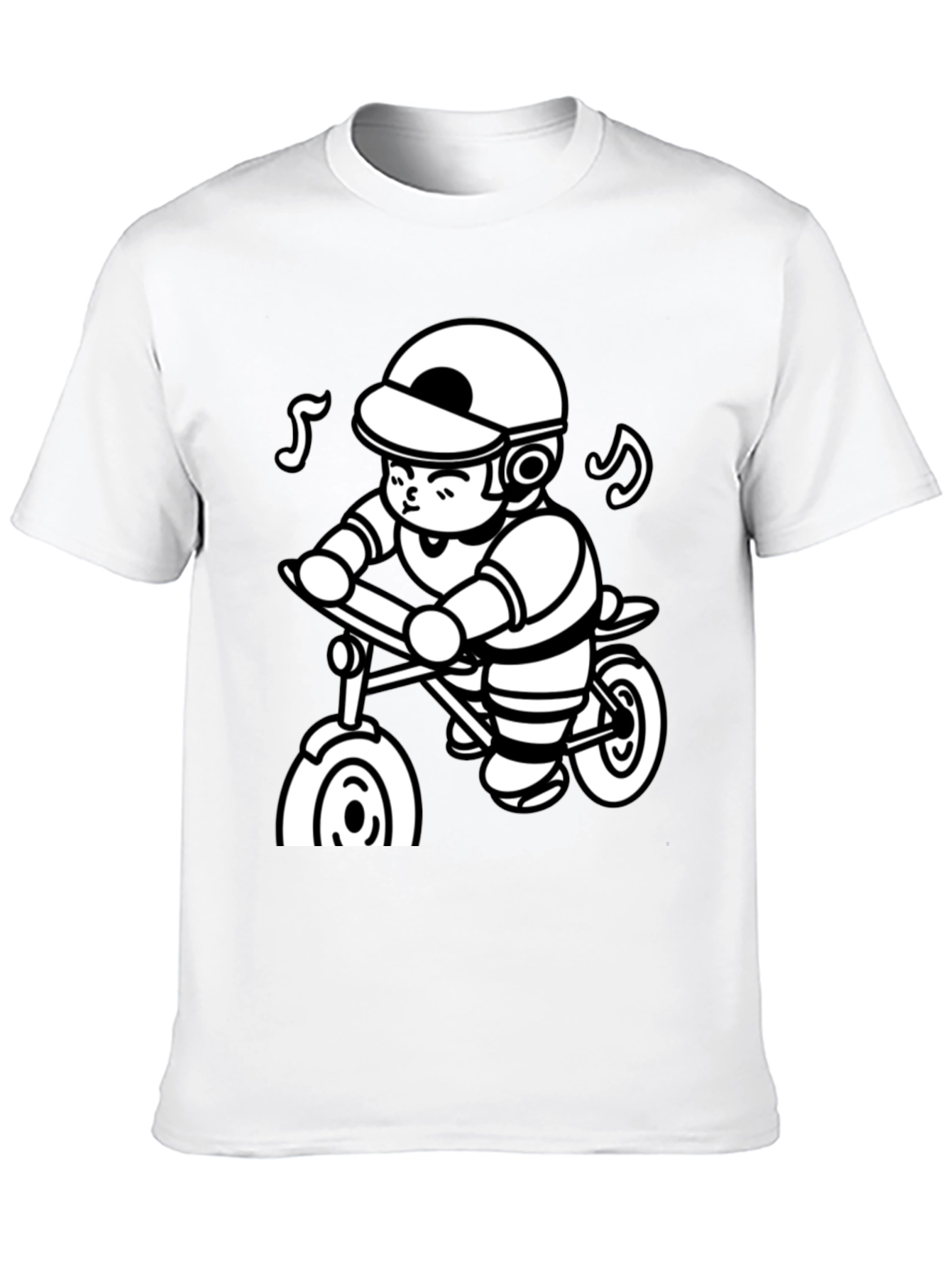 Cartoon Cyclist Black T-Shirt