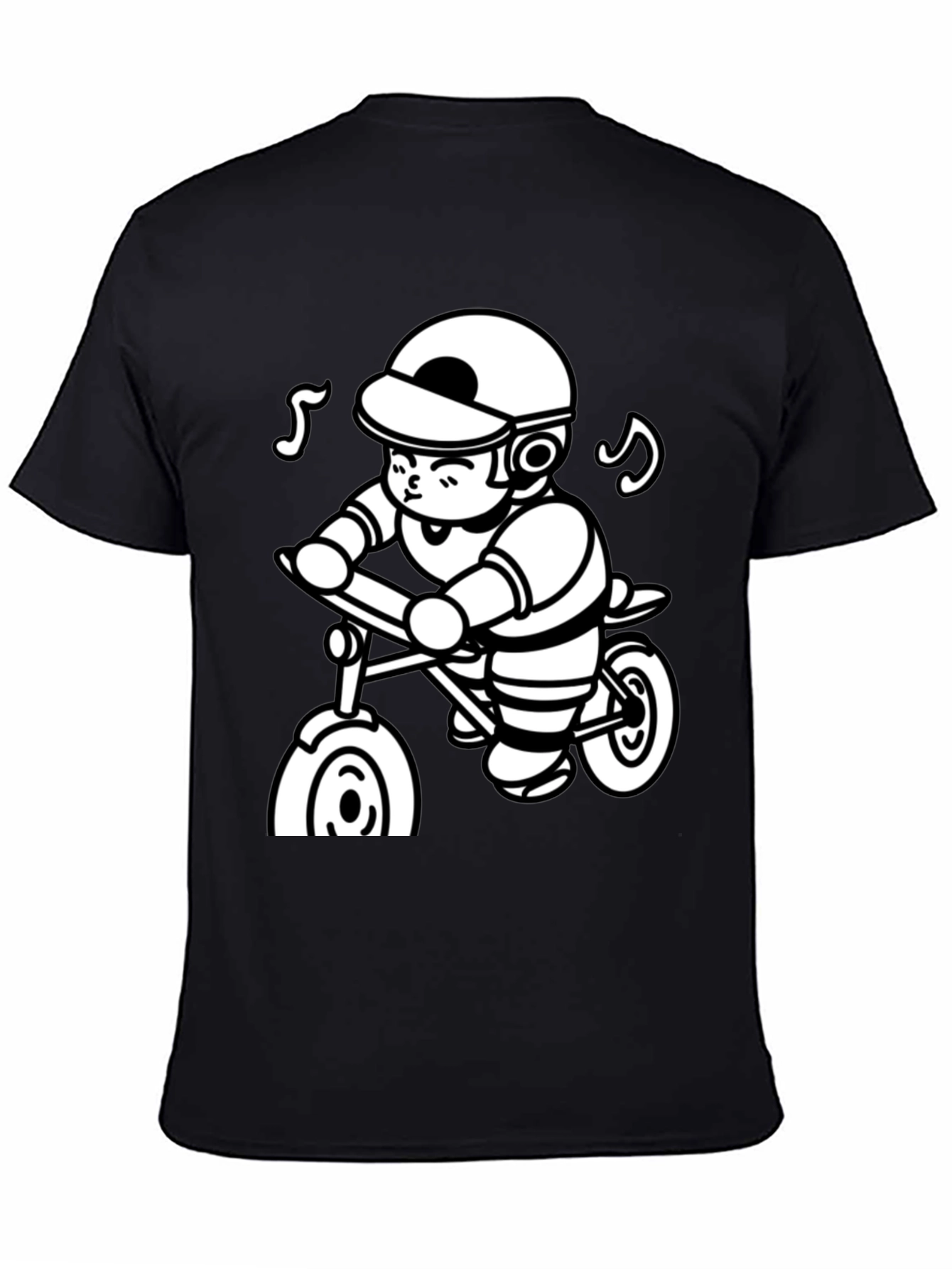 Cartoon Cyclist Black T-Shirt