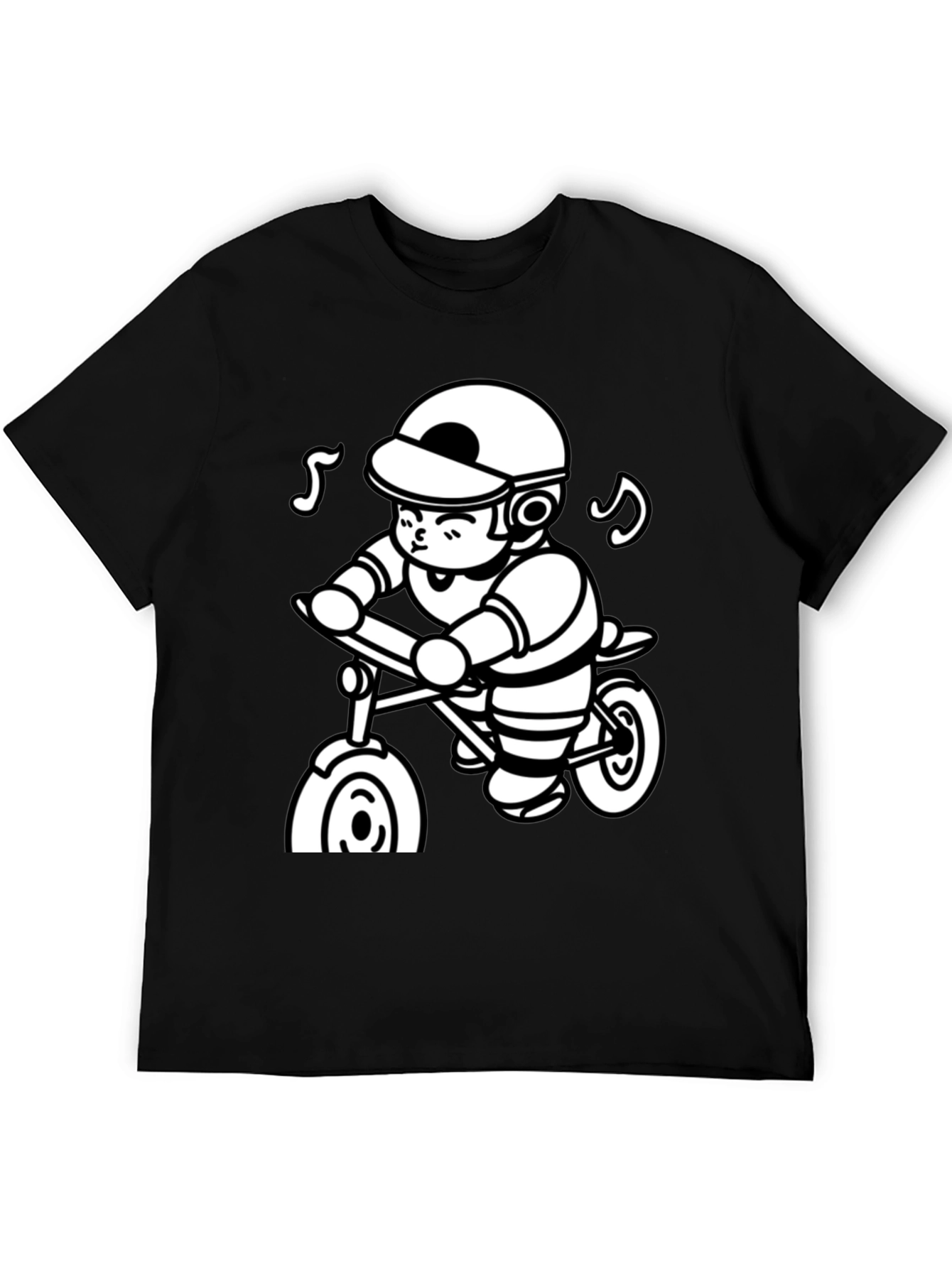 Cartoon Cyclist Black T-Shirt