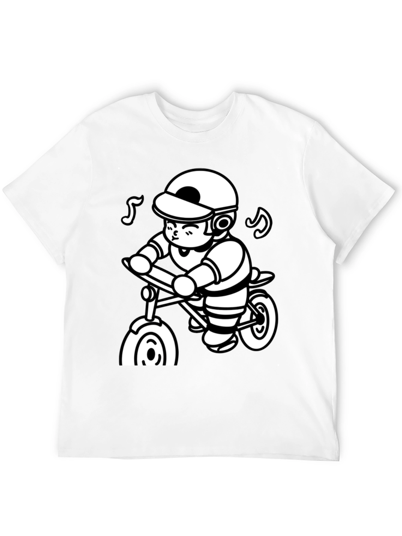 Cartoon Cyclist Black T-Shirt