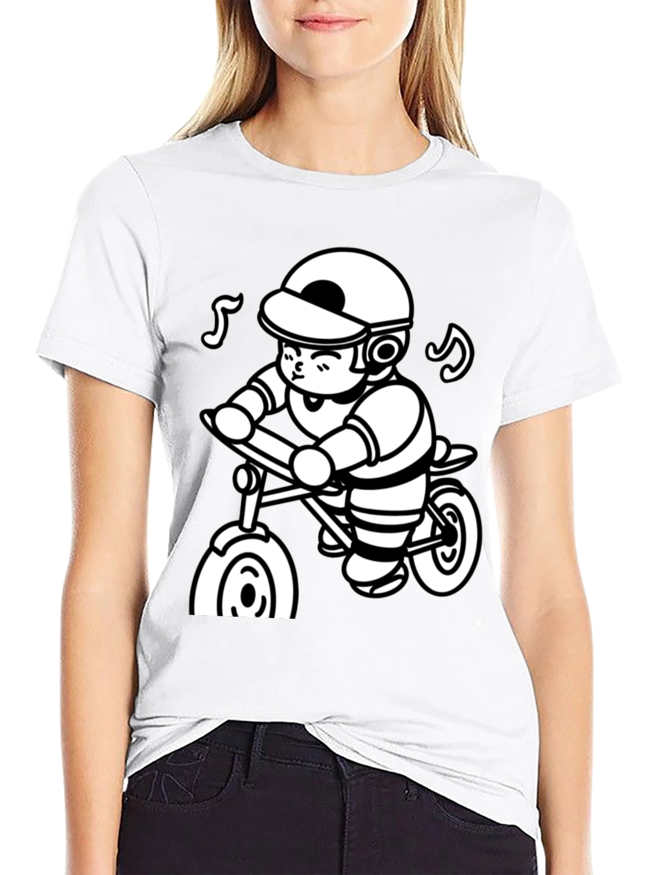 Cartoon Cyclist Black T-Shirt