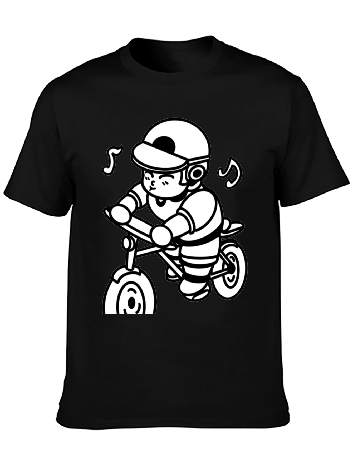 Cartoon Cyclist Black T-Shirt