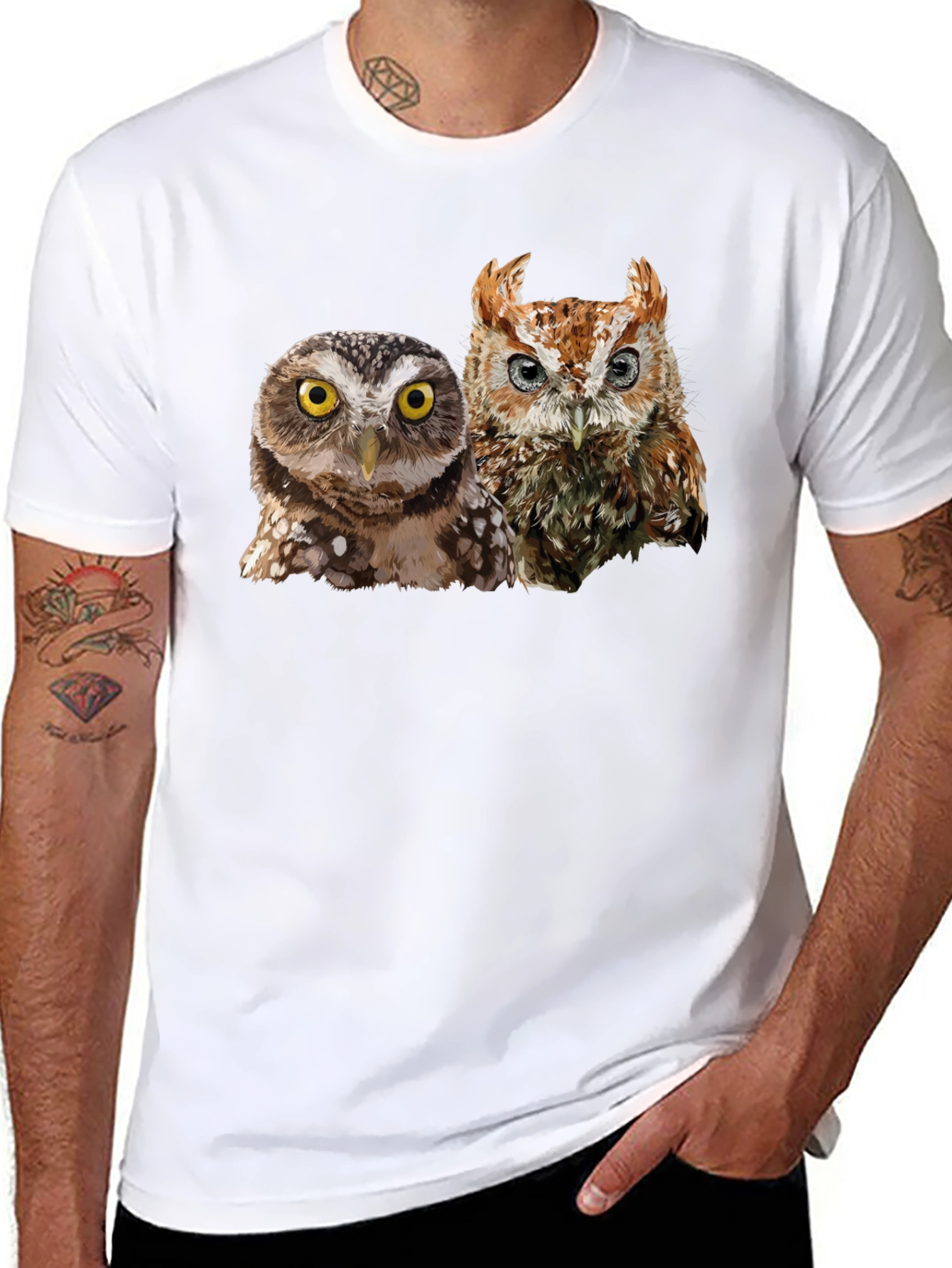 Owl Duo Graphic Tee - Mens Black T-Shirt