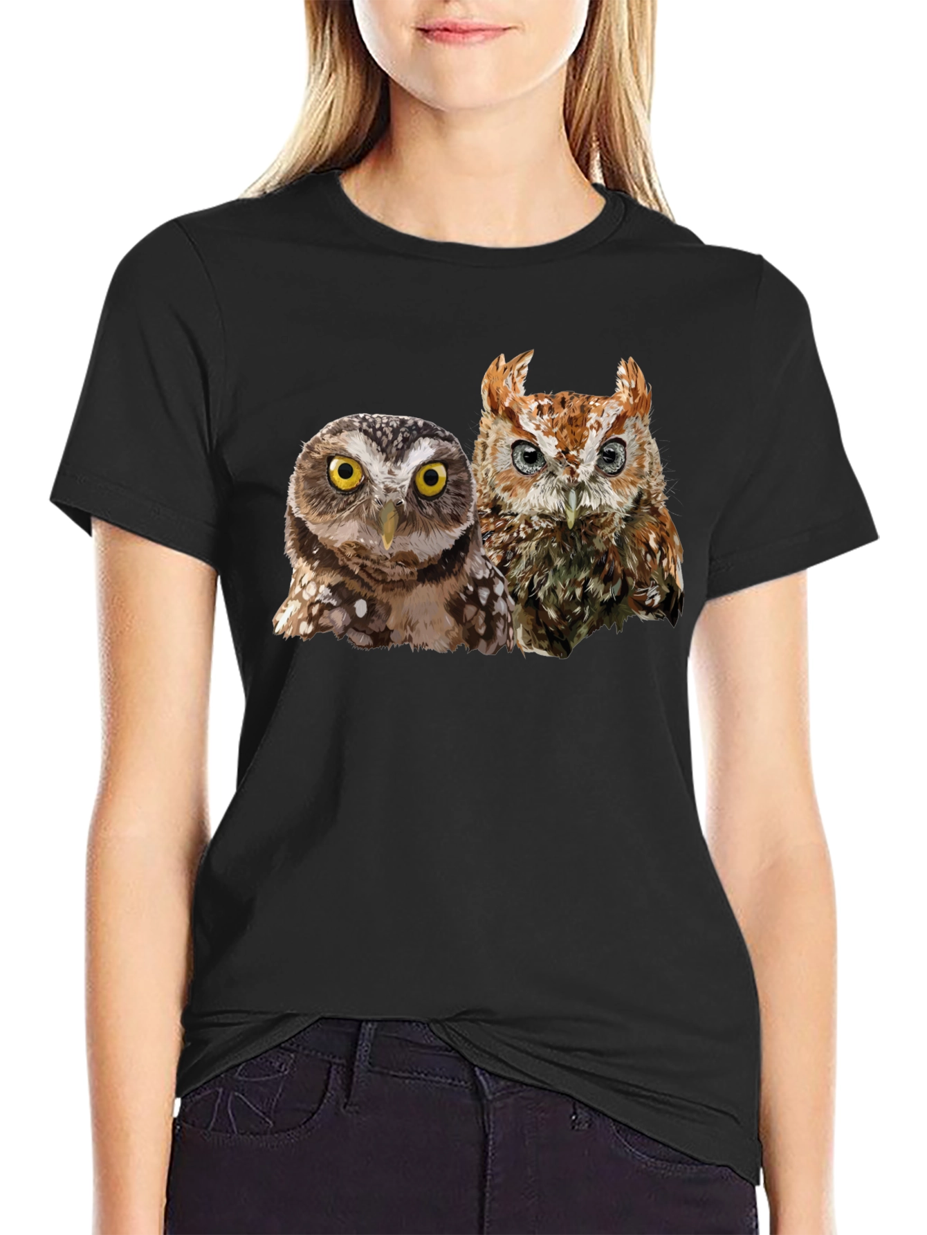 Owl Duo Graphic Tee - Mens Black T-Shirt