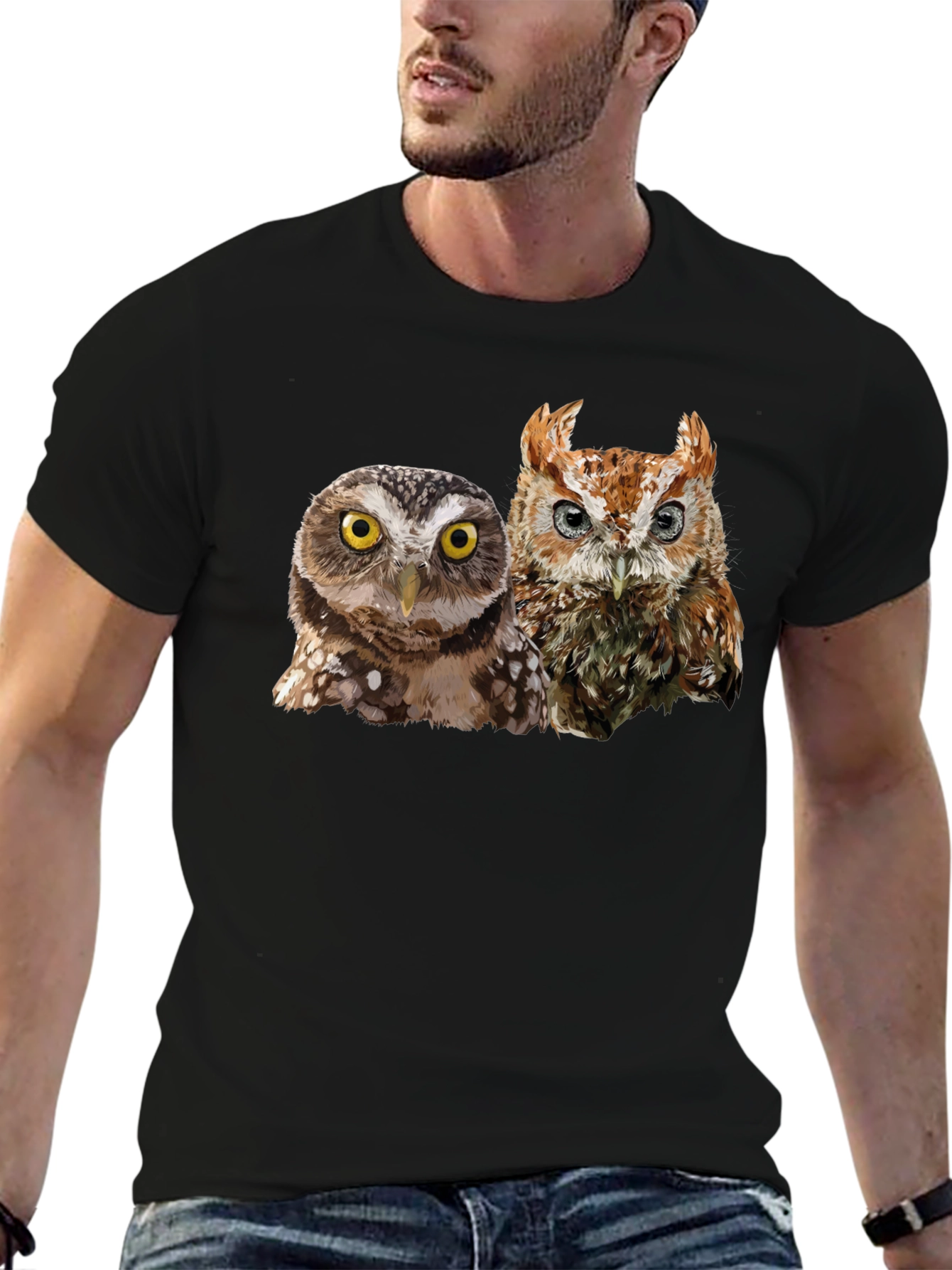 Owl Duo Graphic Tee - Mens Black T-Shirt