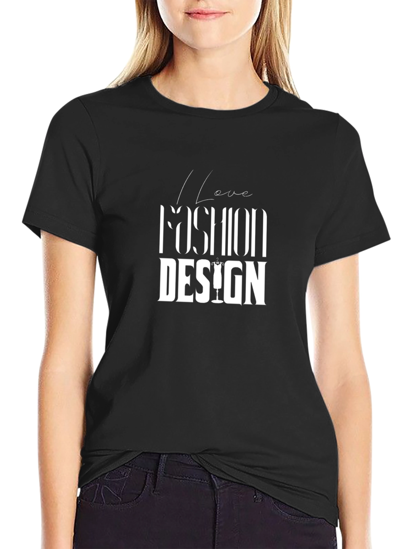 I Love Fashion Design Black T-Shirt