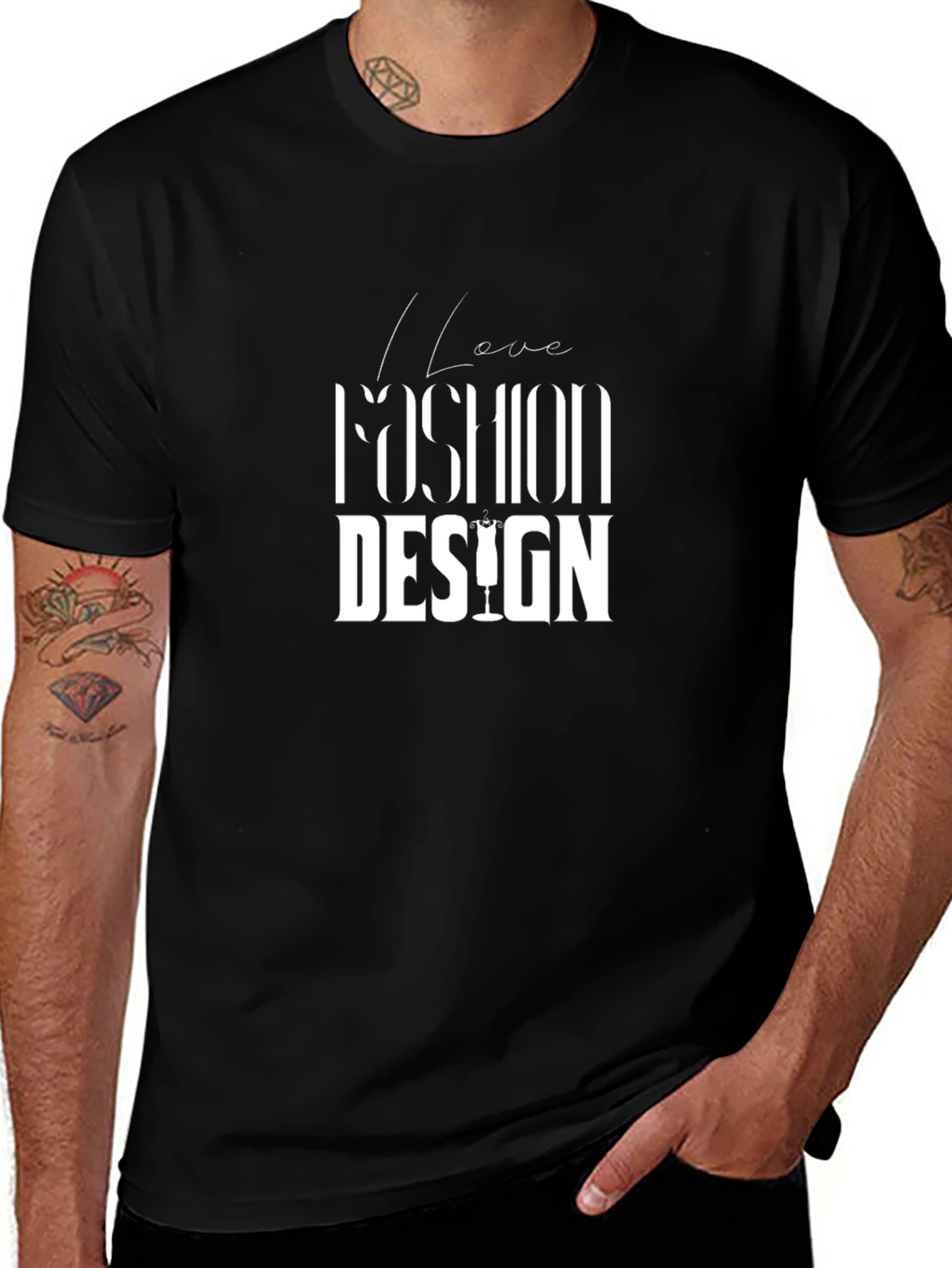 I Love Fashion Design Black T-Shirt