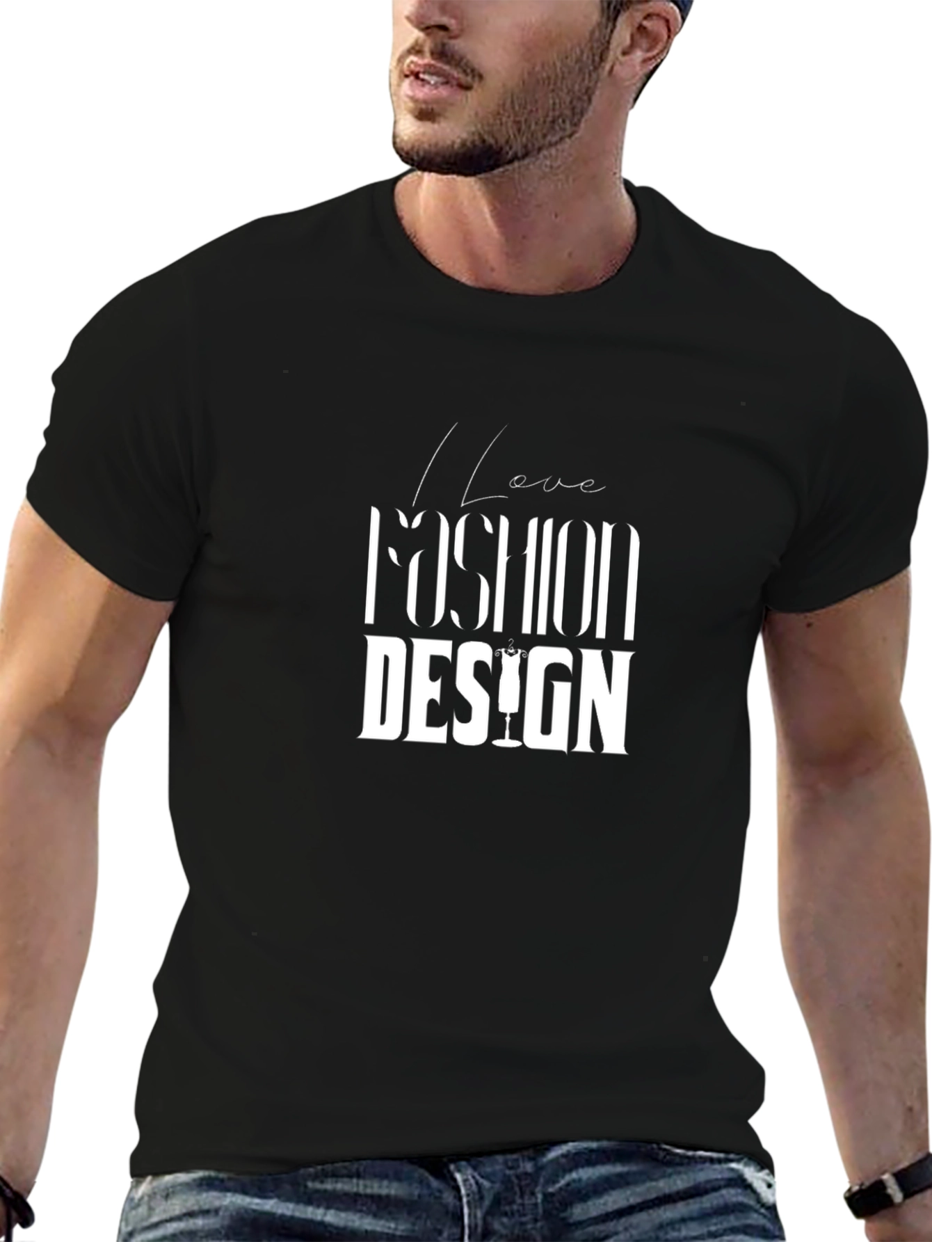 I Love Fashion Design Black T-Shirt