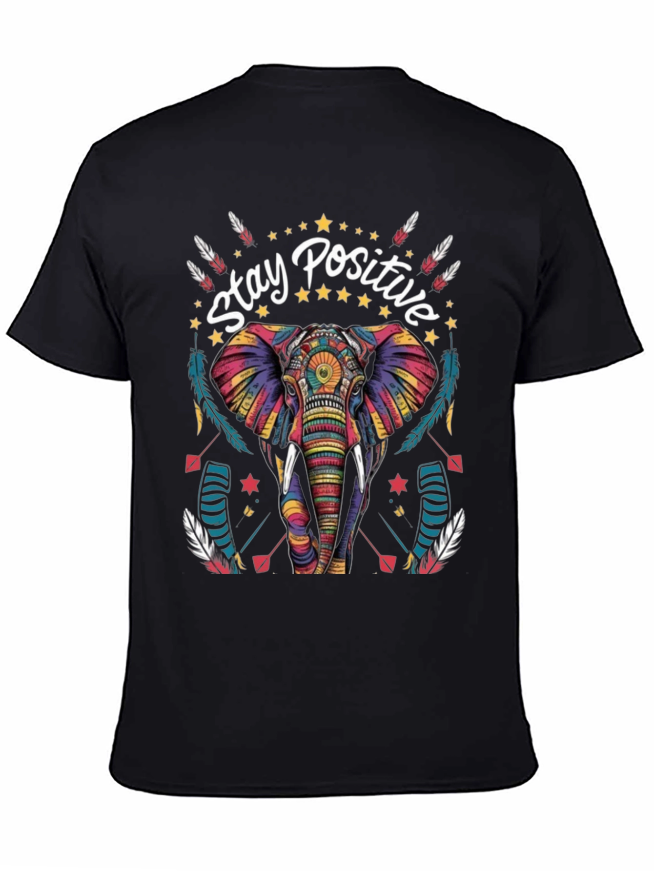 Stay Positive Elephant Graphic Tee - Stylish Comfort