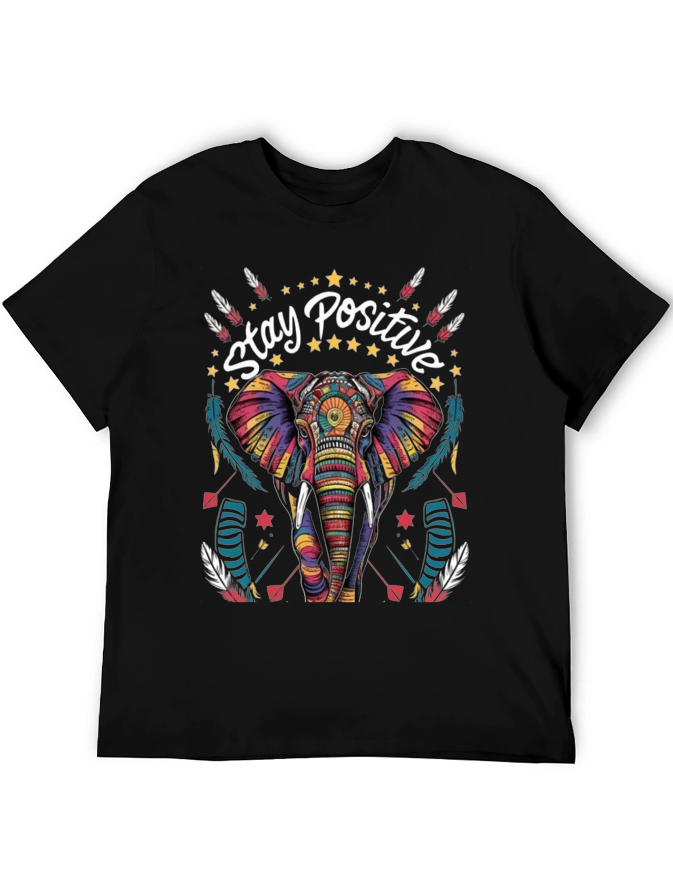 Stay Positive Elephant Graphic Tee - Stylish Comfort