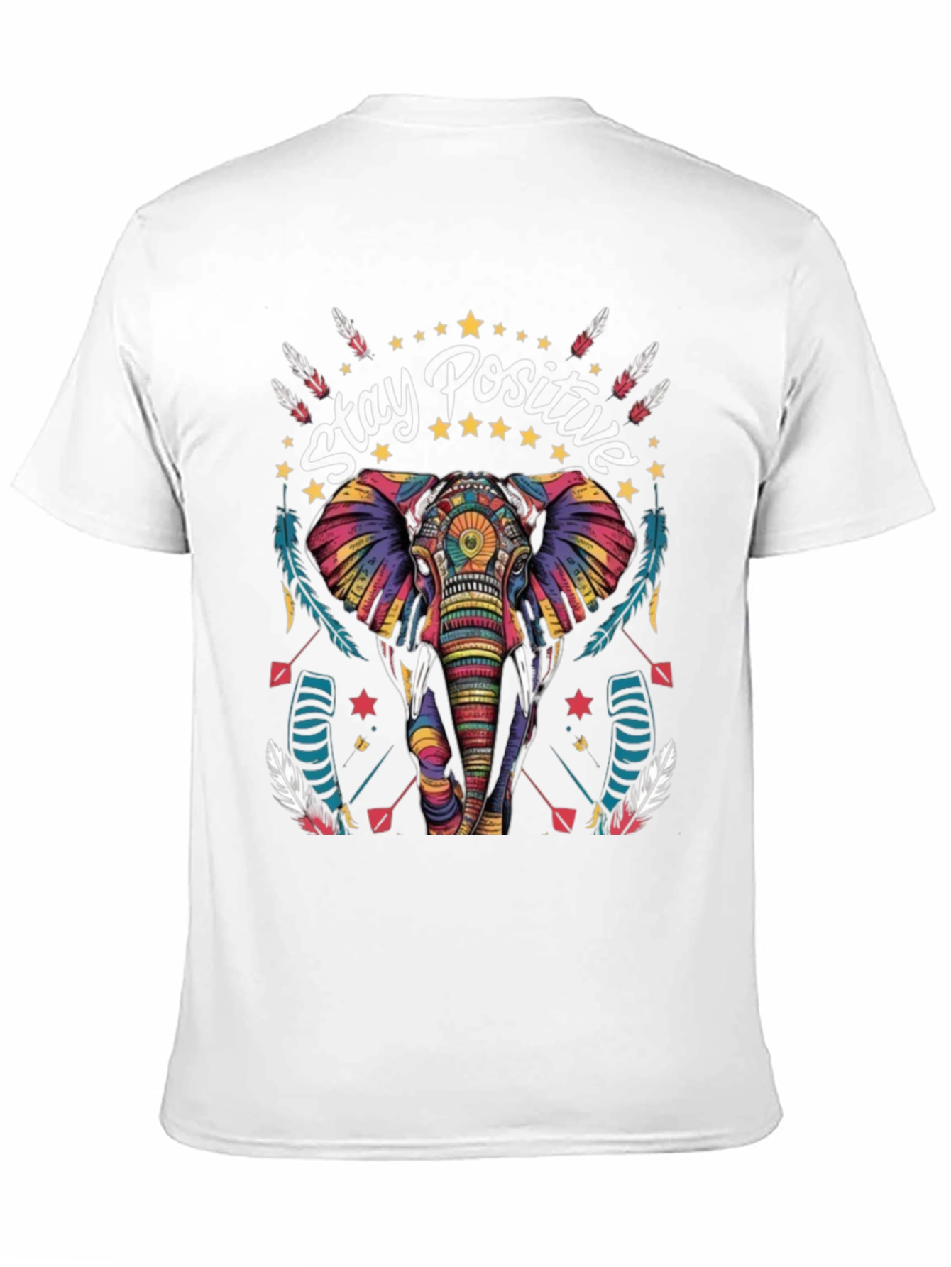 Stay Positive Elephant Graphic Tee - Stylish Comfort