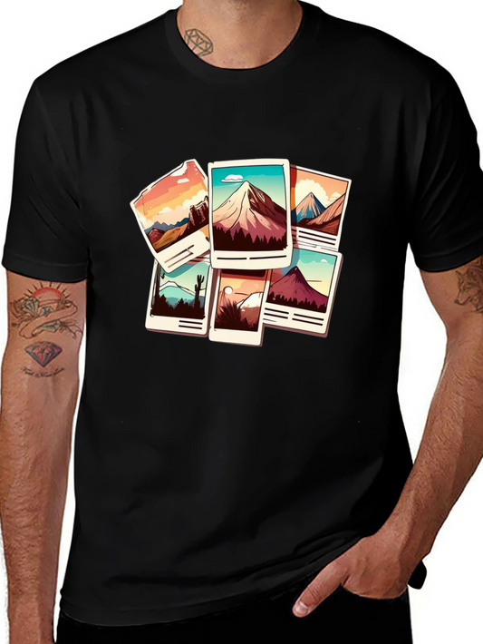 Mountain Photo Stack Graphic Tee - Black