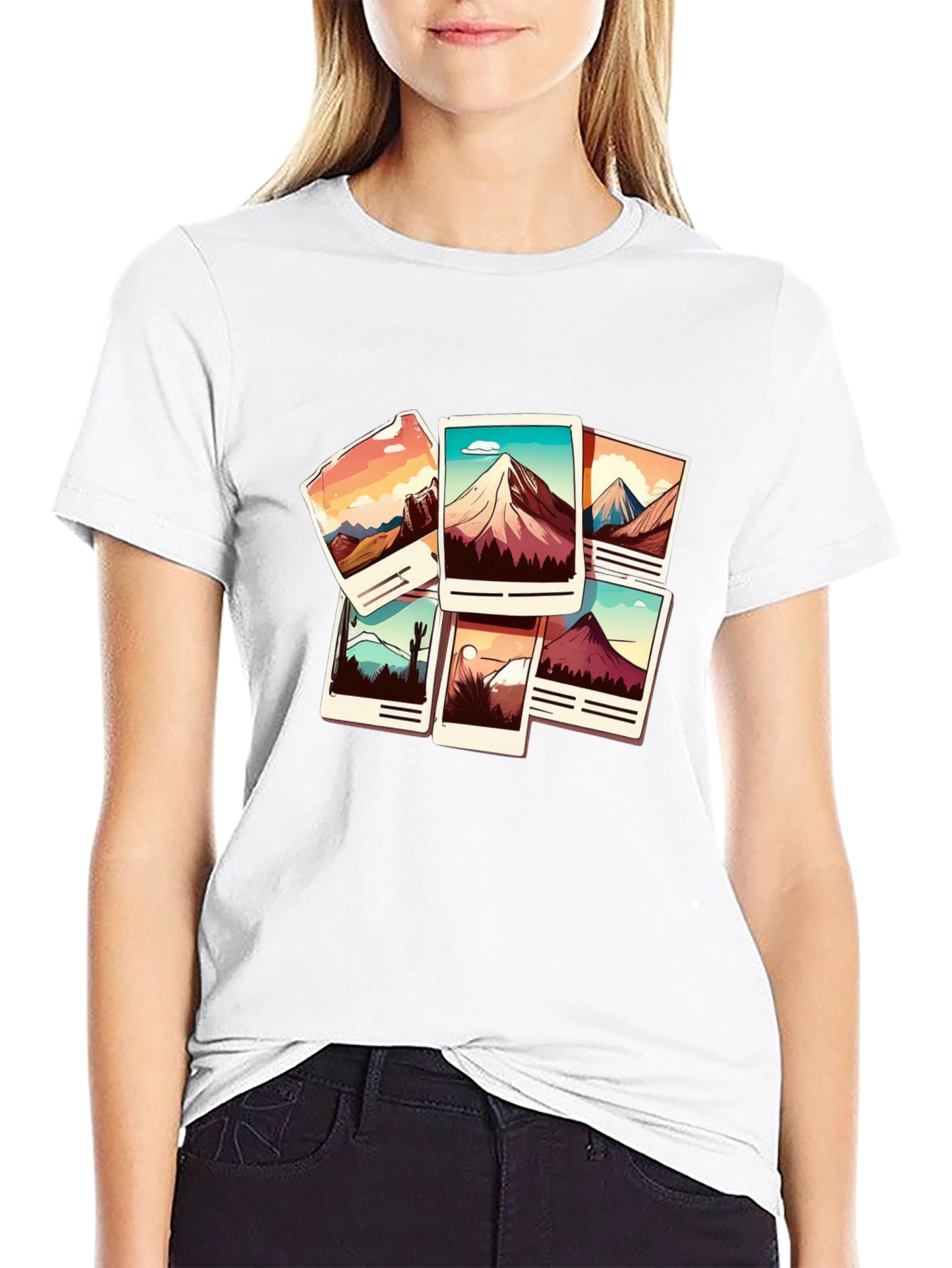 Mountain Photo Stack Graphic Tee - Black