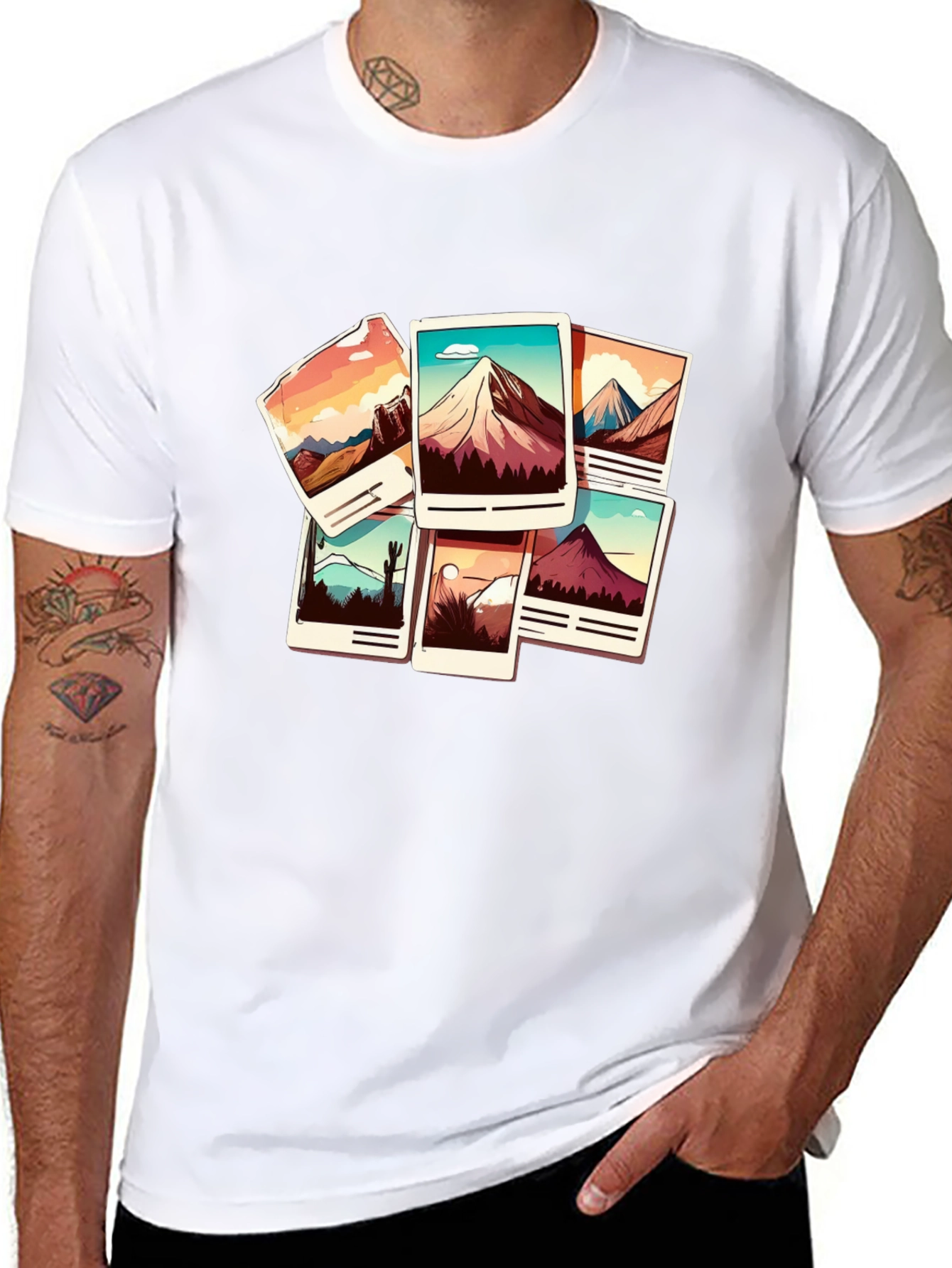 Mountain Photo Stack Graphic Tee - Black