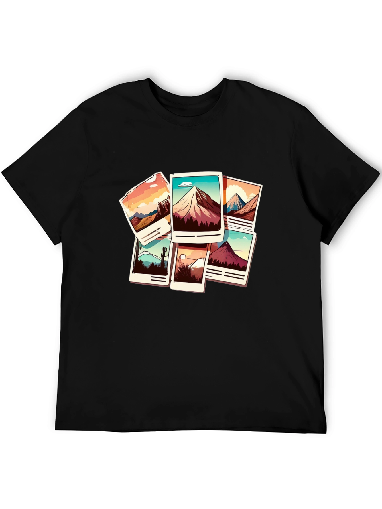 Mountain Photo Stack Graphic Tee - Black