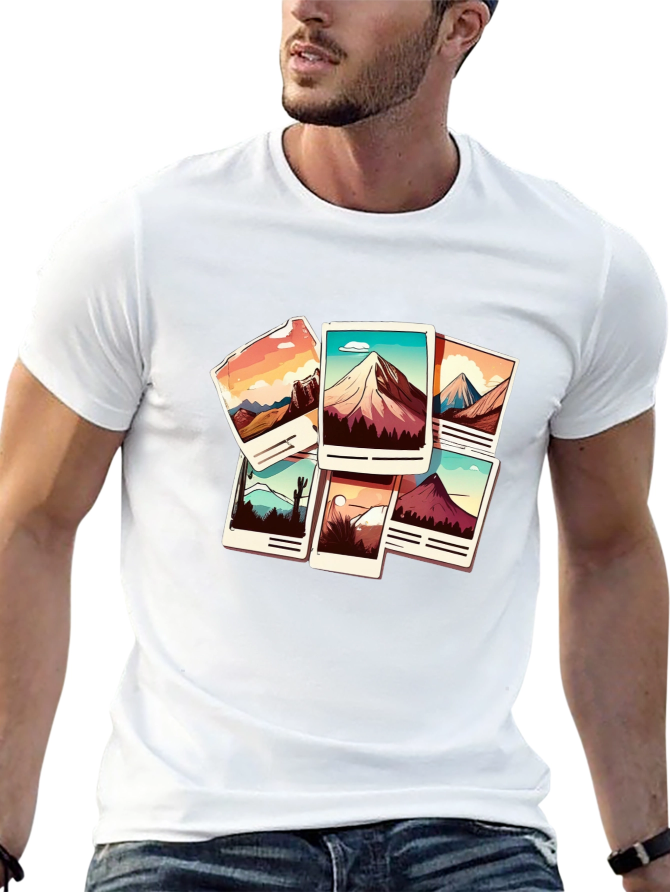 Mountain Photo Stack Graphic Tee - Black