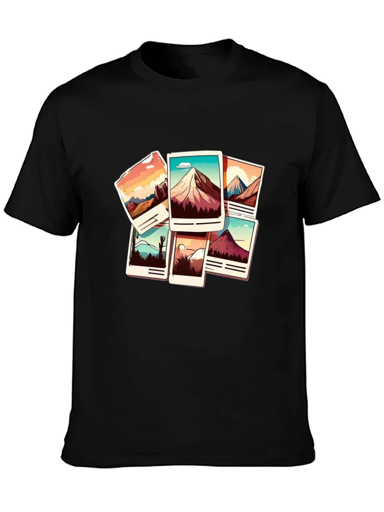 Mountain Photo Stack Graphic Tee - Black