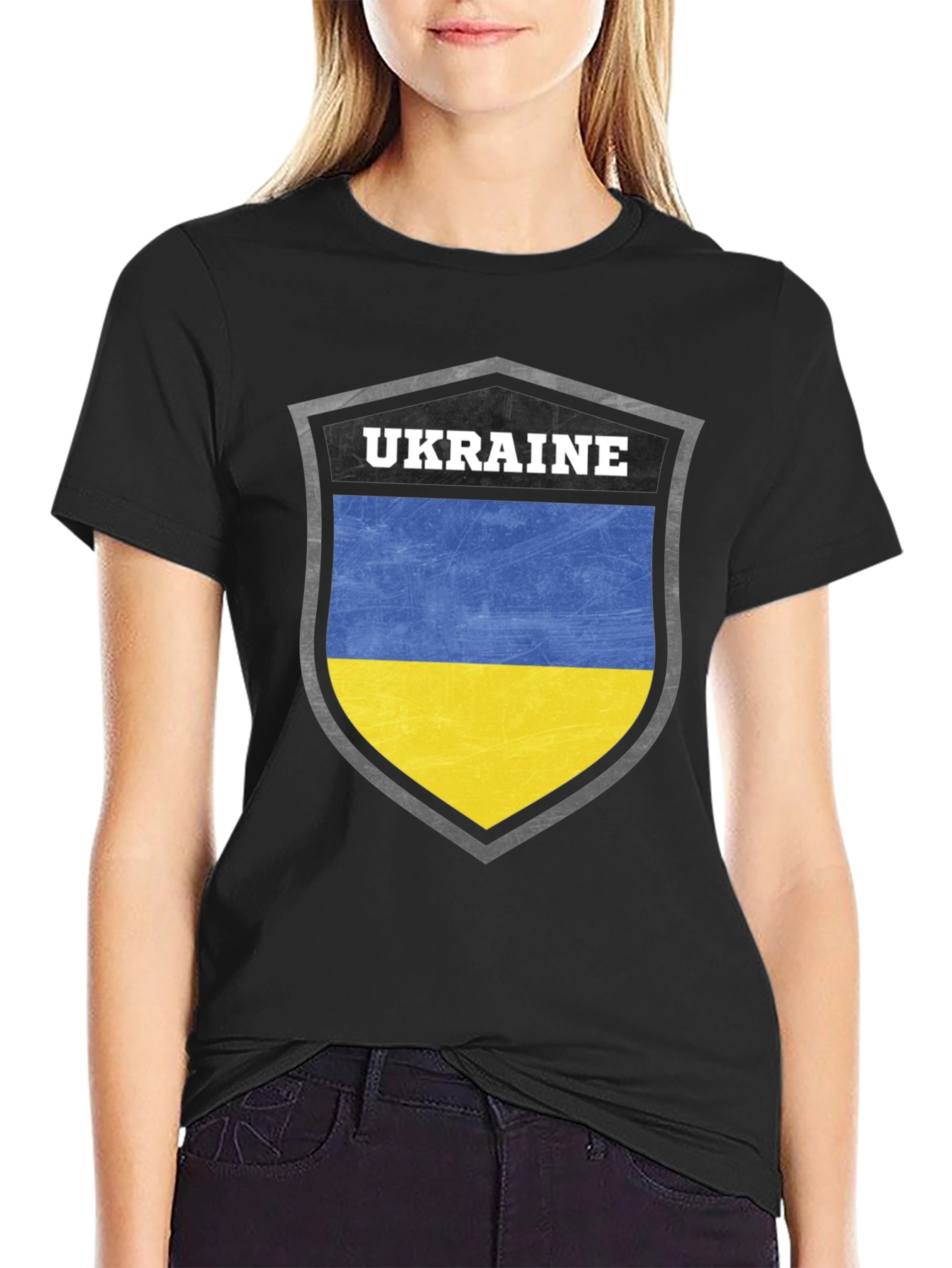Ukraine Flag Shield T-Shirt