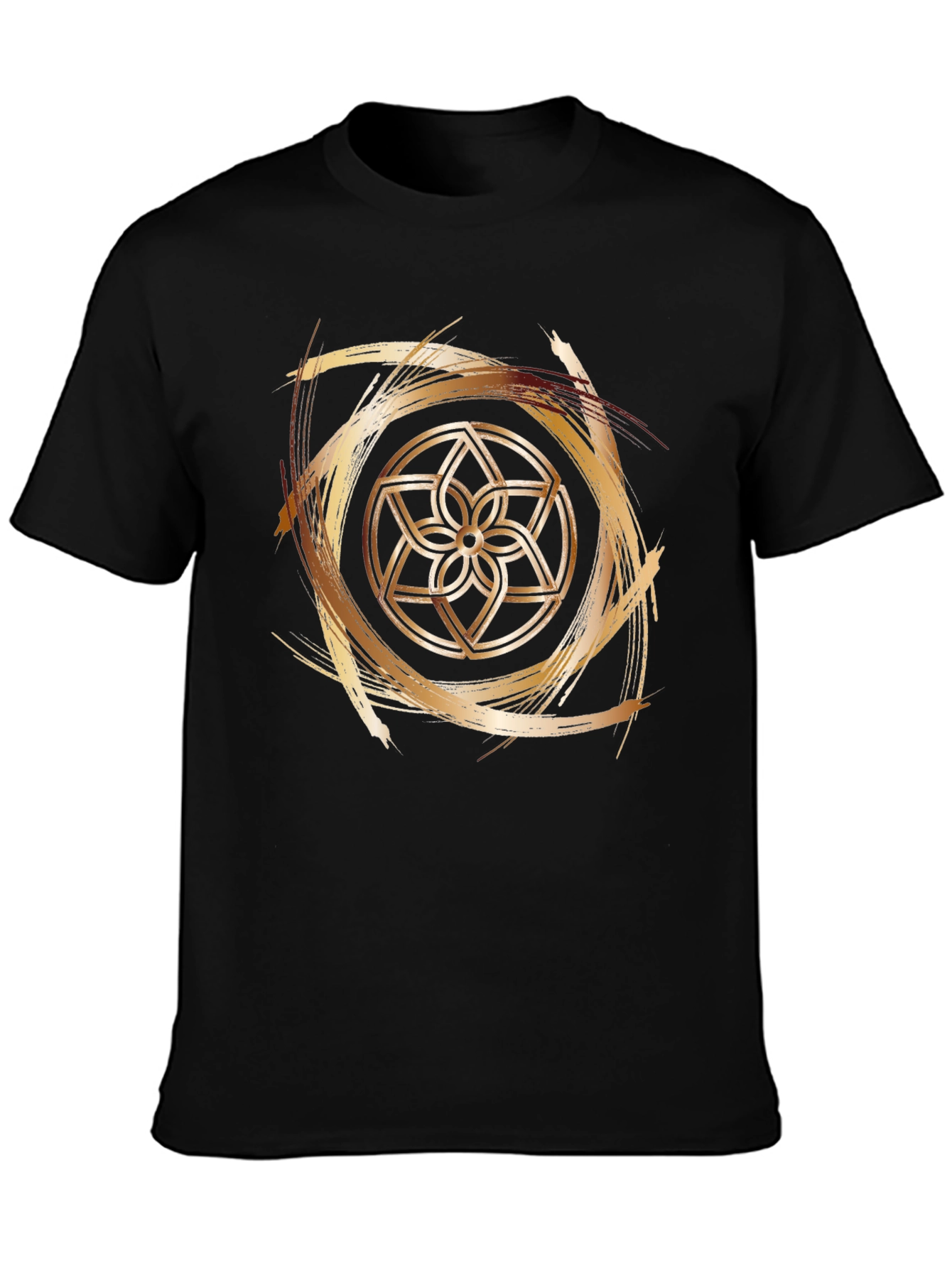 Geometric Flower Gold Brushstroke Graphic Tee