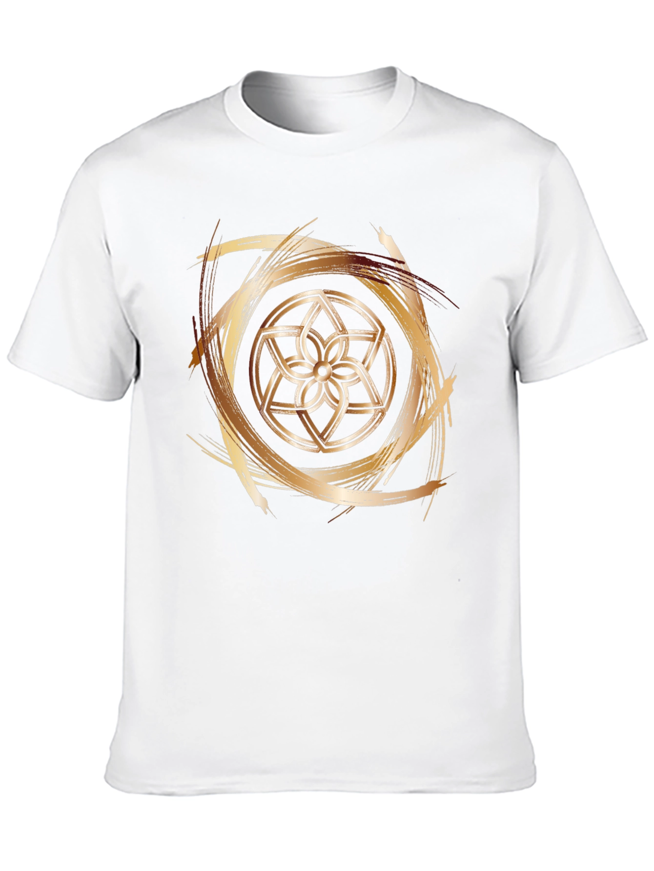 Geometric Flower Gold Brushstroke Graphic Tee