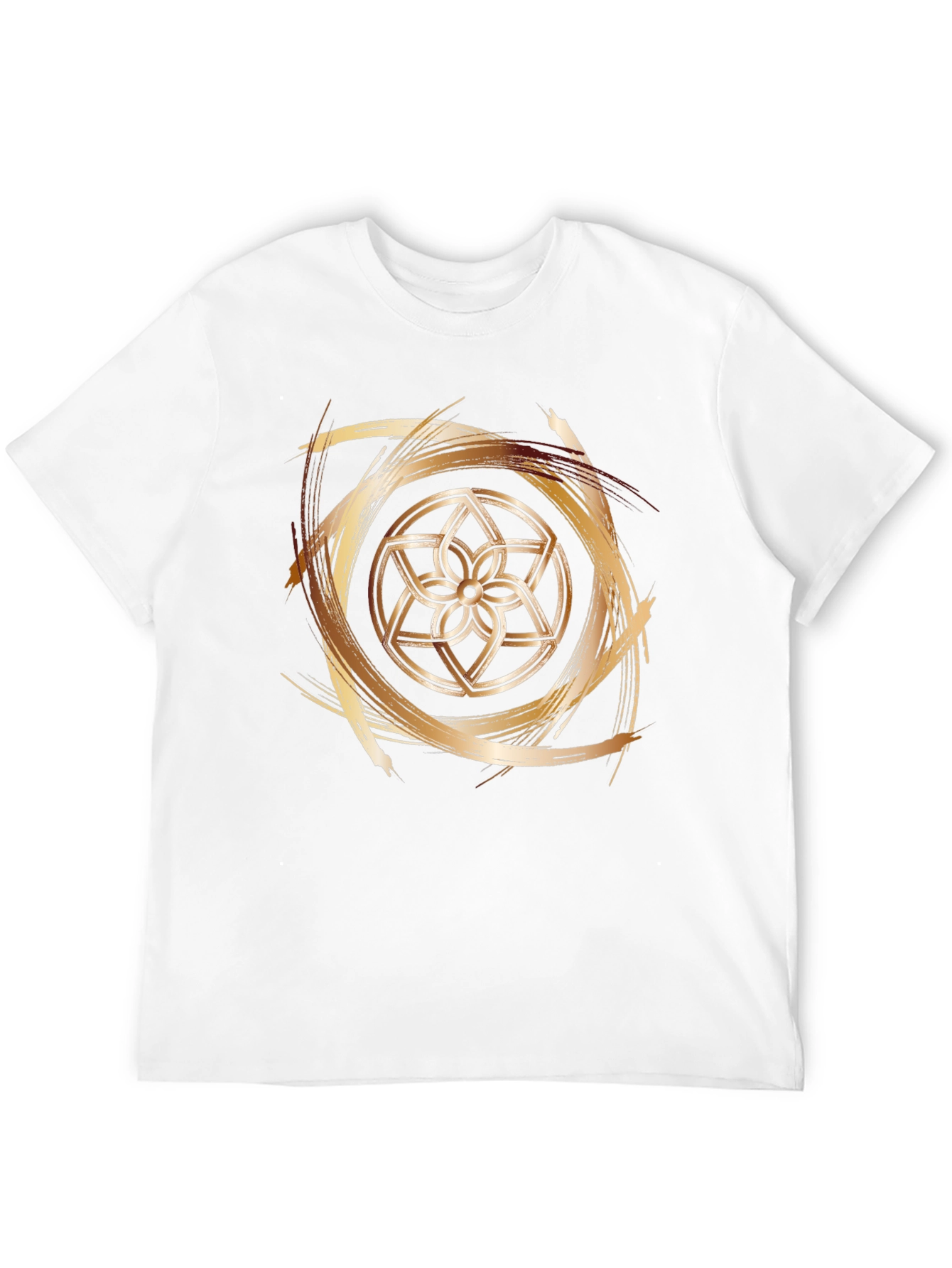 Geometric Flower Gold Brushstroke Graphic Tee