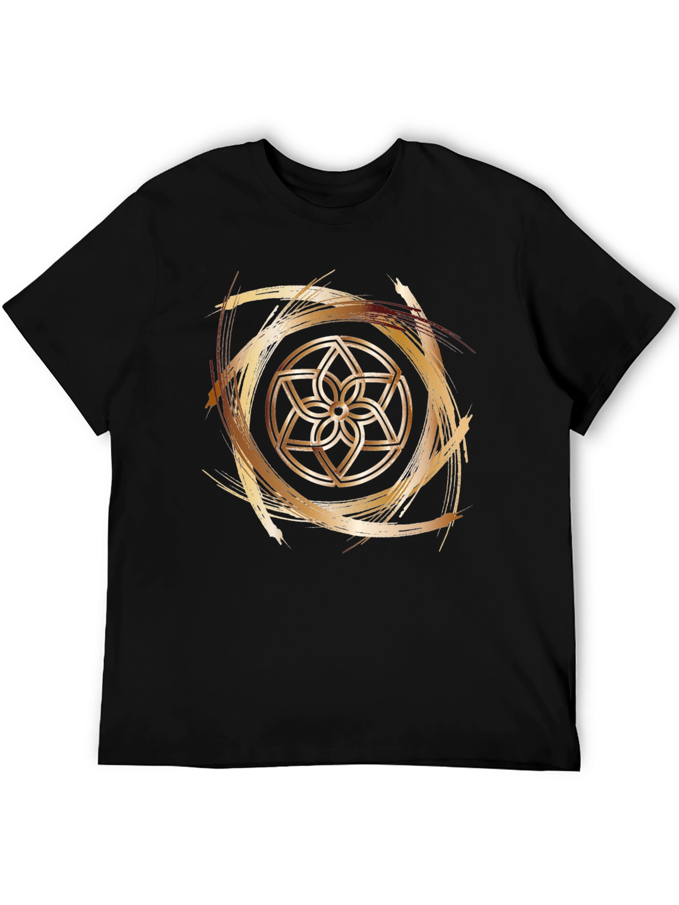 Geometric Flower Gold Brushstroke Graphic Tee