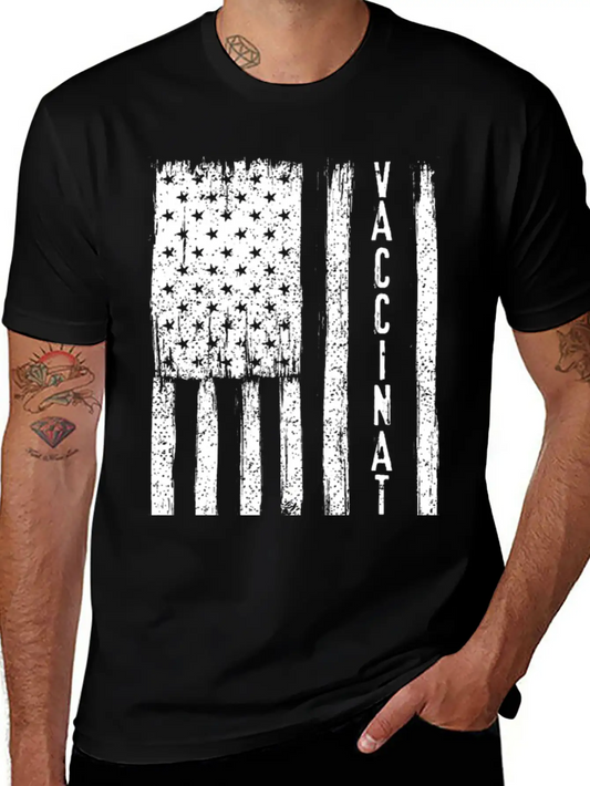 Vaccinated Grunge American Flag Basic Graphic T-Shirt – Daily Comfort In Soft Cotton