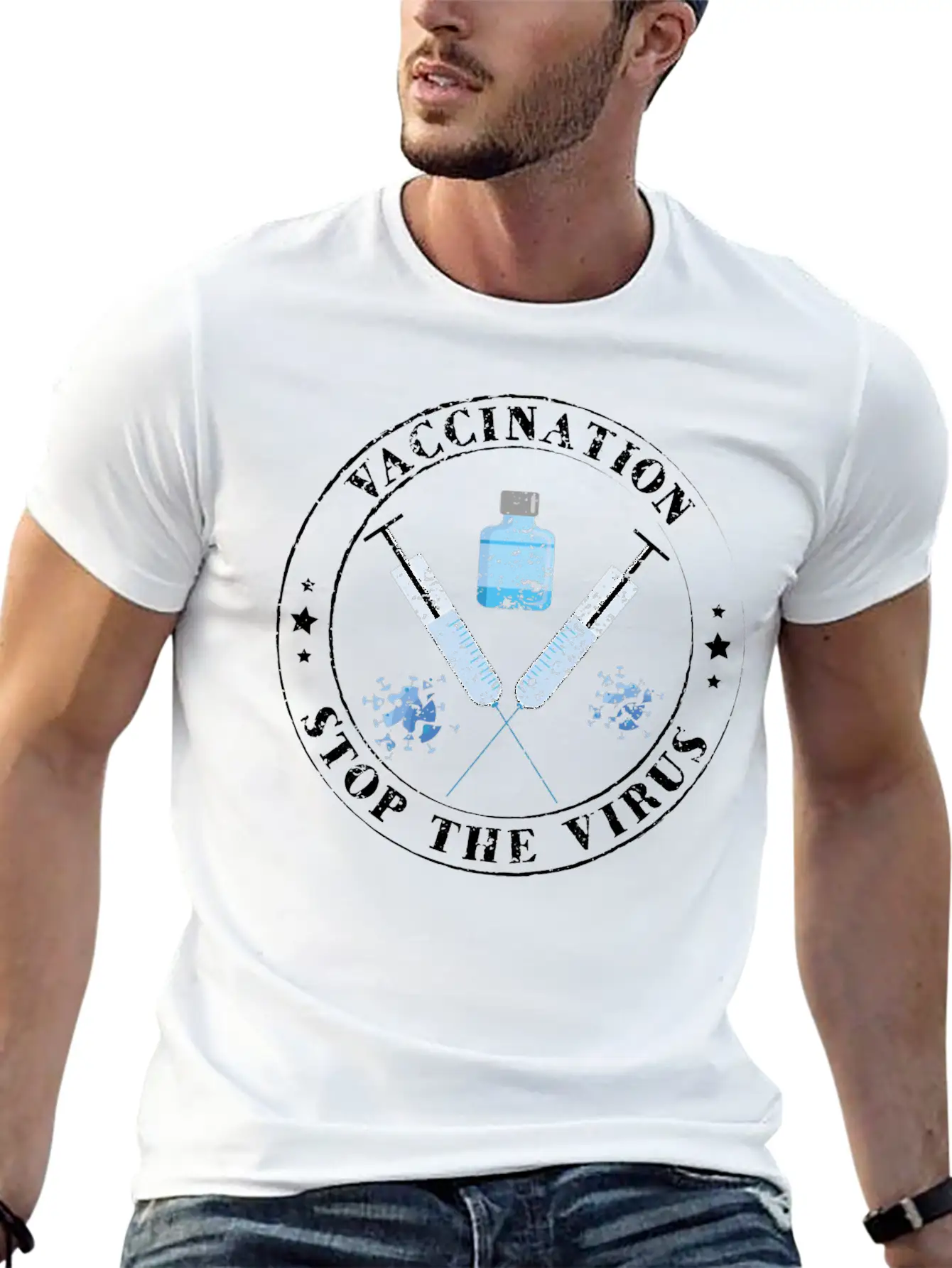 Vaccination Vaccinated 2021 Stop Virus Vaccine Unisex Short Sleeve Soft Cotton T-Shirt – Casual Everyday Wear