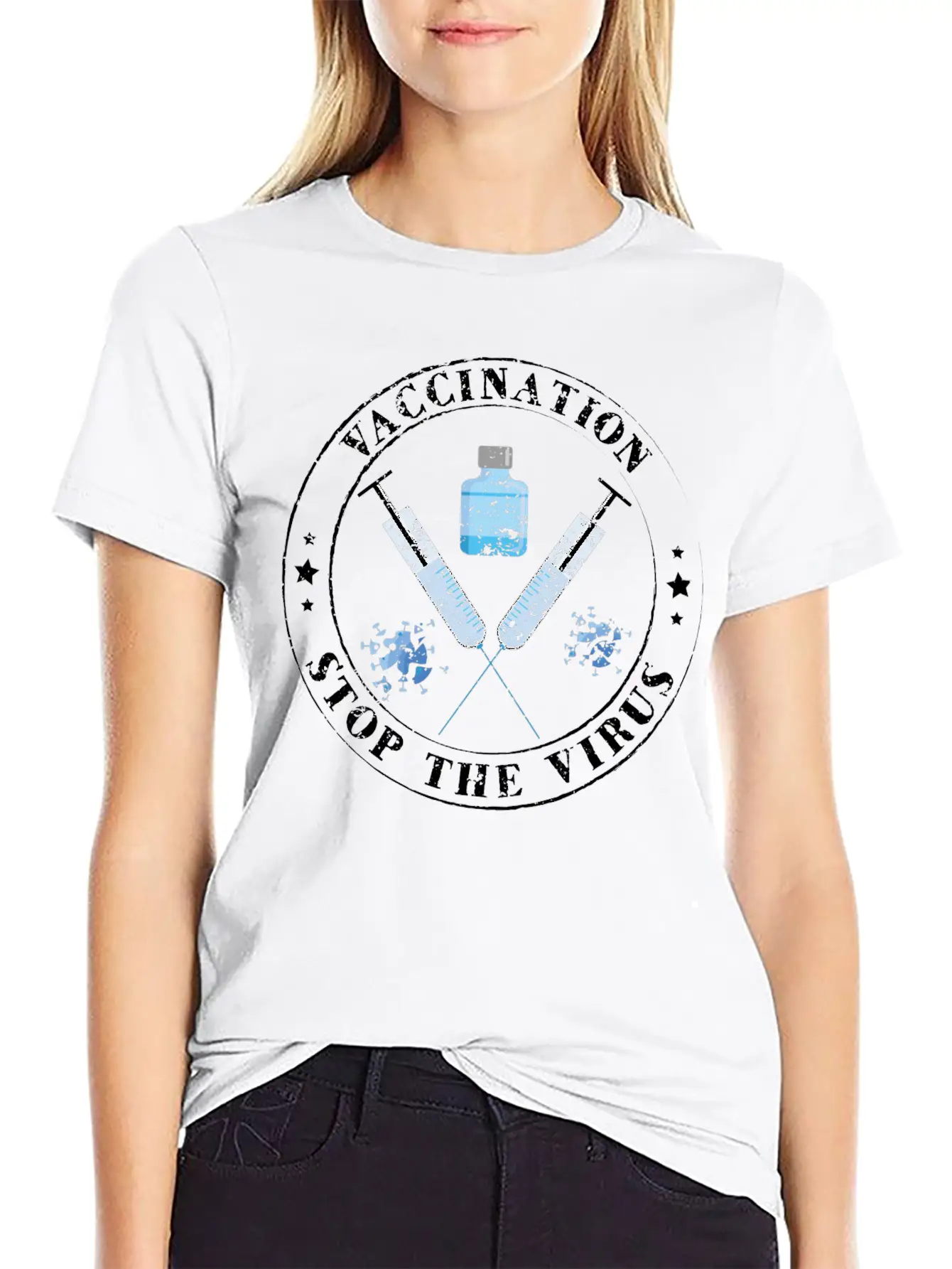 Vaccination Vaccinated 2021 Stop Virus Vaccine Unisex Short Sleeve Soft Cotton T-Shirt – Casual Everyday Wear
